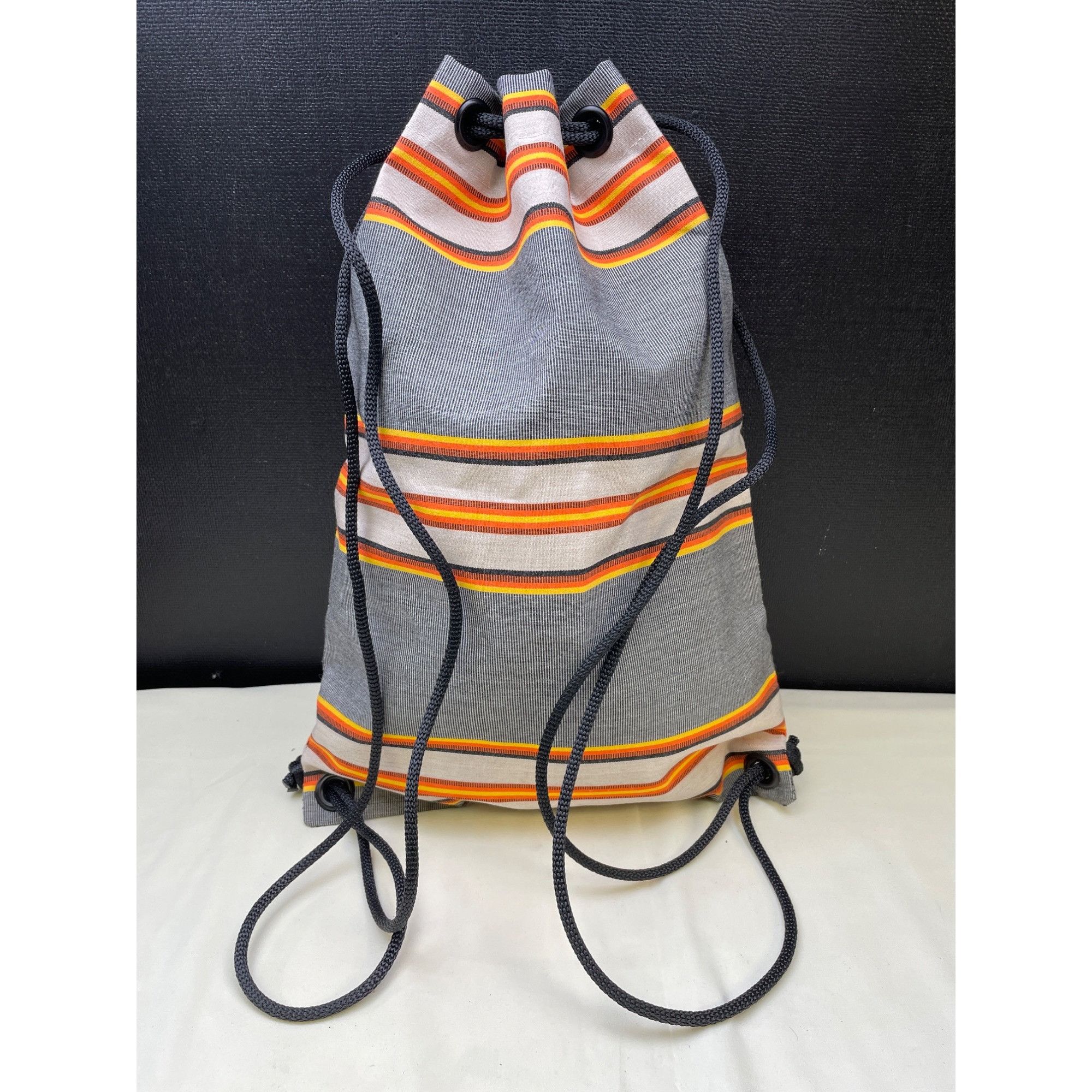 Other Unisex Draw String Back Pack Gray/Orange Water & Fade resist Size ONE SIZE - 1 Thumbnail