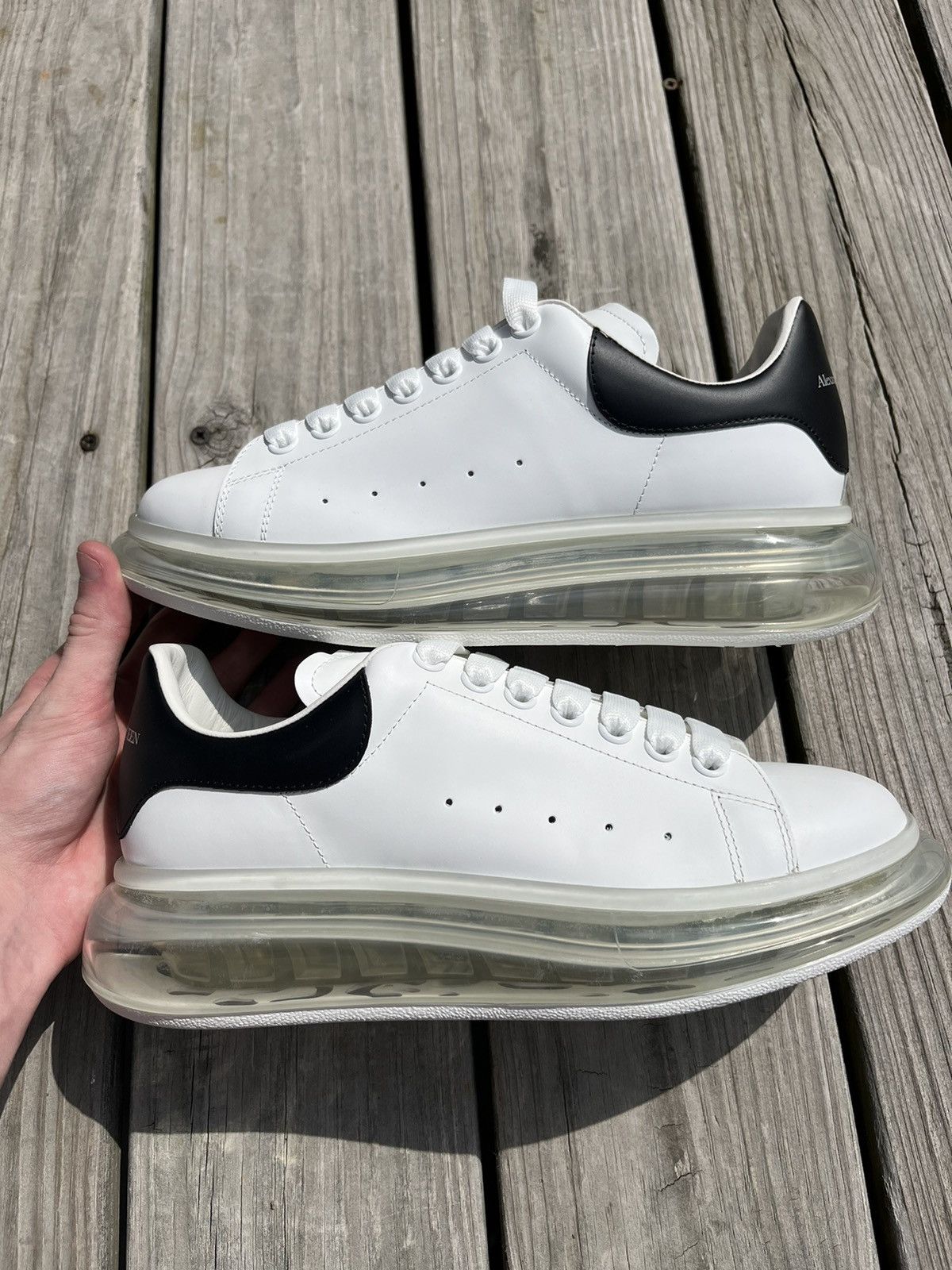 Alexander McQueen Alexander McQueen Oversized Clear Sole Sneaker (White/Black) Size US 8.5 / EU 41-42 - 2 Thumbnail