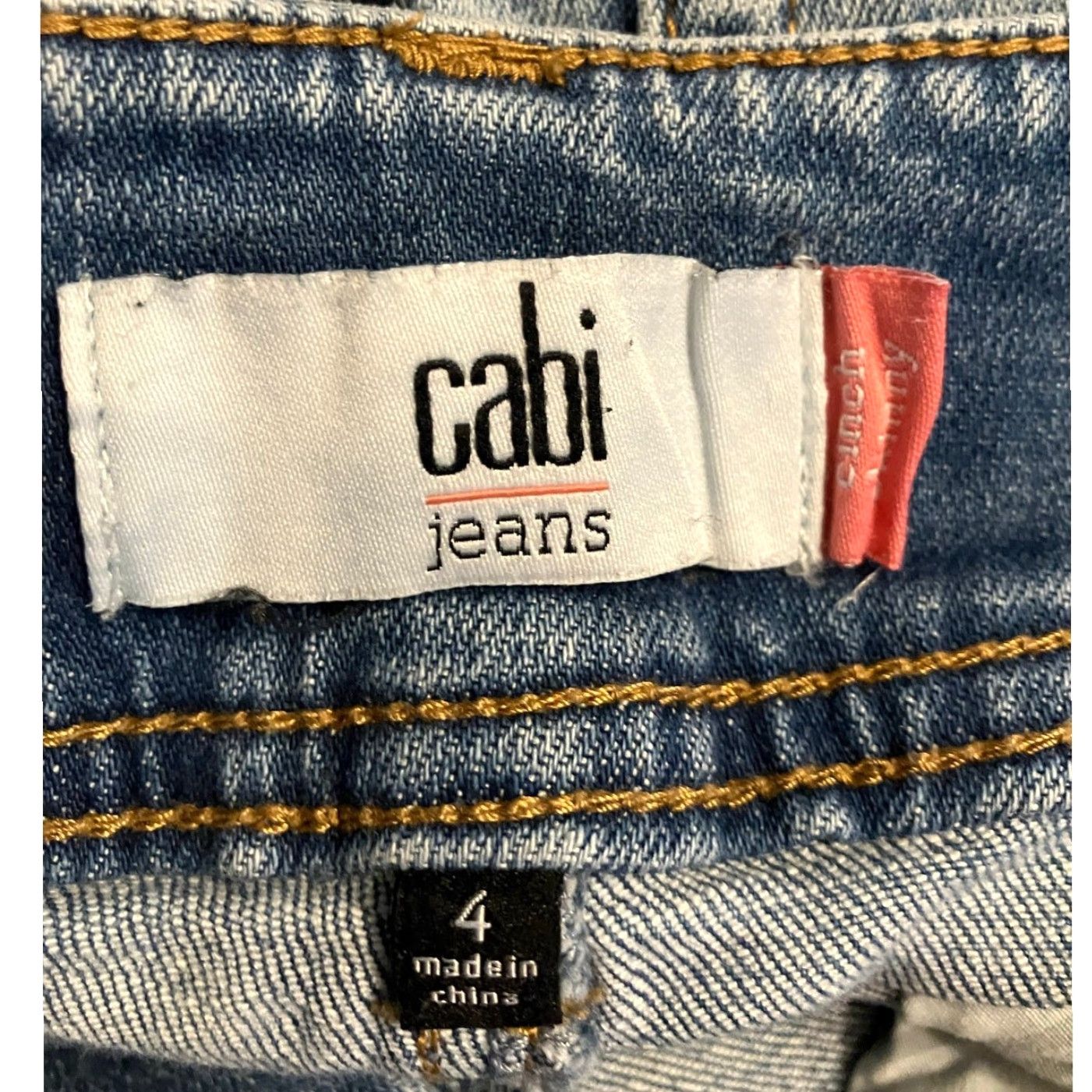 Vintage CAbi Jeans Blue Denim Cinch Mid Rise Bleach Splatter Skinny Stretch 4 5-Pocket Design Womens Size 27" / US 4 / IT 40 - 4 Thumbnail