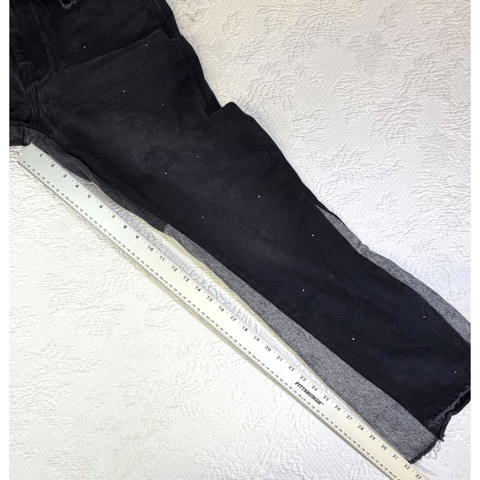 Gramicci AMICCI Jeans Contrast Side Panel Straight Denim Black/Grey 32x32 Distressed Raw Hem Patchwork Men Regular Size US 32 / EU 48 - 4 Thumbnail