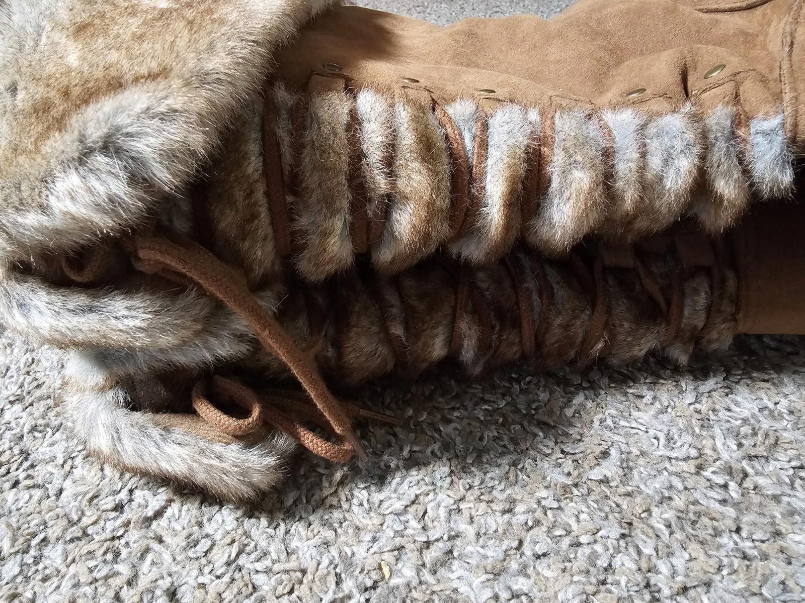 Designer Womens Rampage RAM-ASHER Brown Faux Suede Faux Fur Boots 7M Size US 7 / IT 37 - 5 Thumbnail