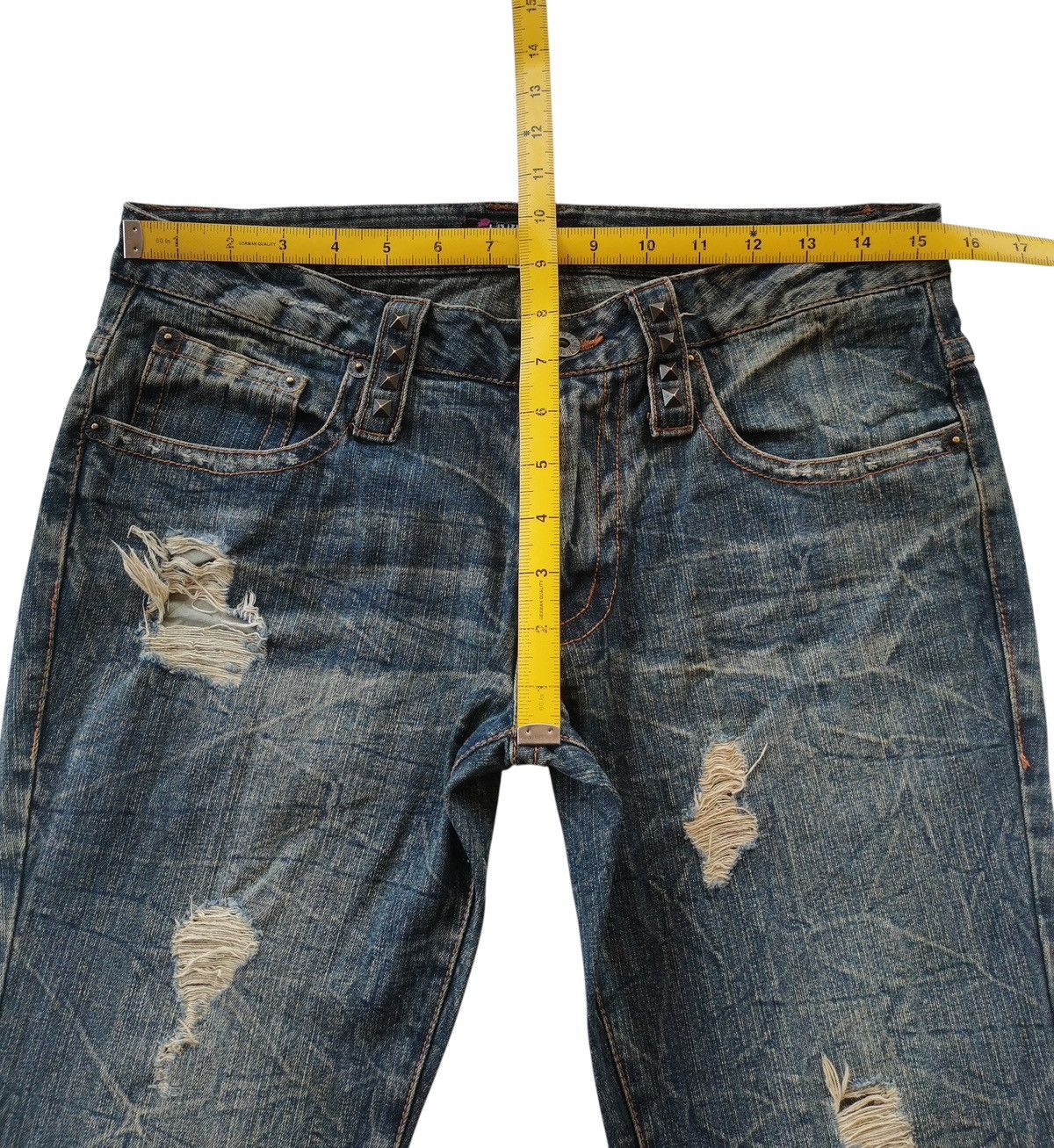 LOWBOX Archival Japanese Punk Studded Flare Jeans Lowbox Size US 31 - 13 Thumbnail
