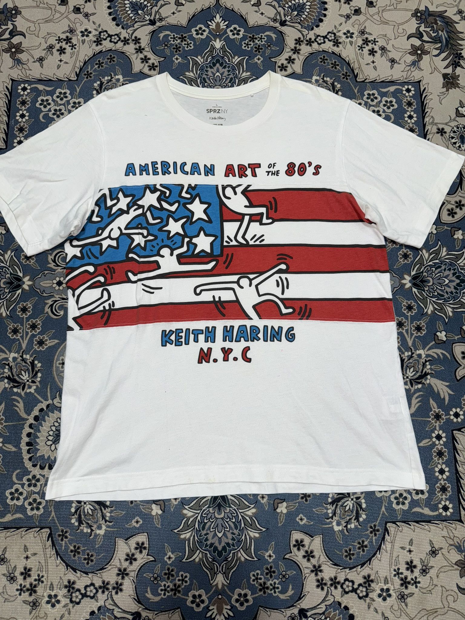 Keith Haring × Vintage Vintage Keith Hiring Overprint T shirt Size US L / EU 52-54 / 3 - 1 Thumbnail