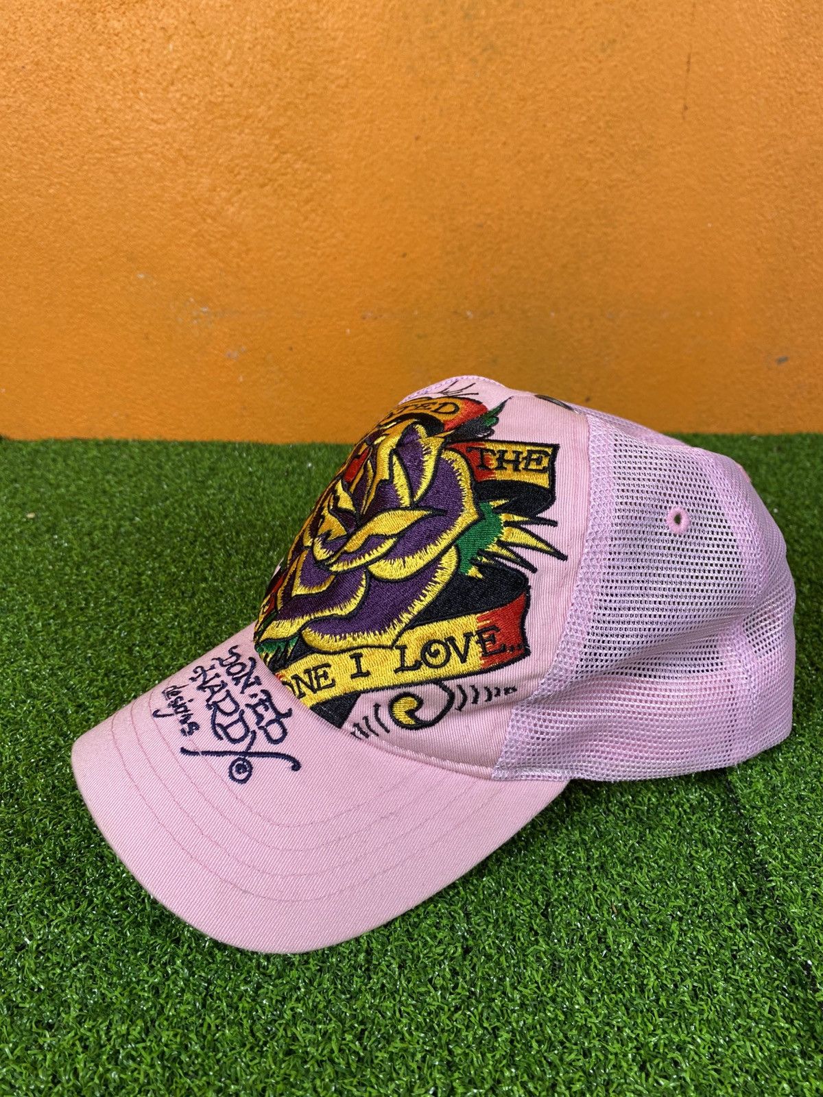 Ed Hardy Vintage Ed Hardy Pink Trucker Cap – Rose Embroidery Snapback Size ONE SIZE - 7 Thumbnail