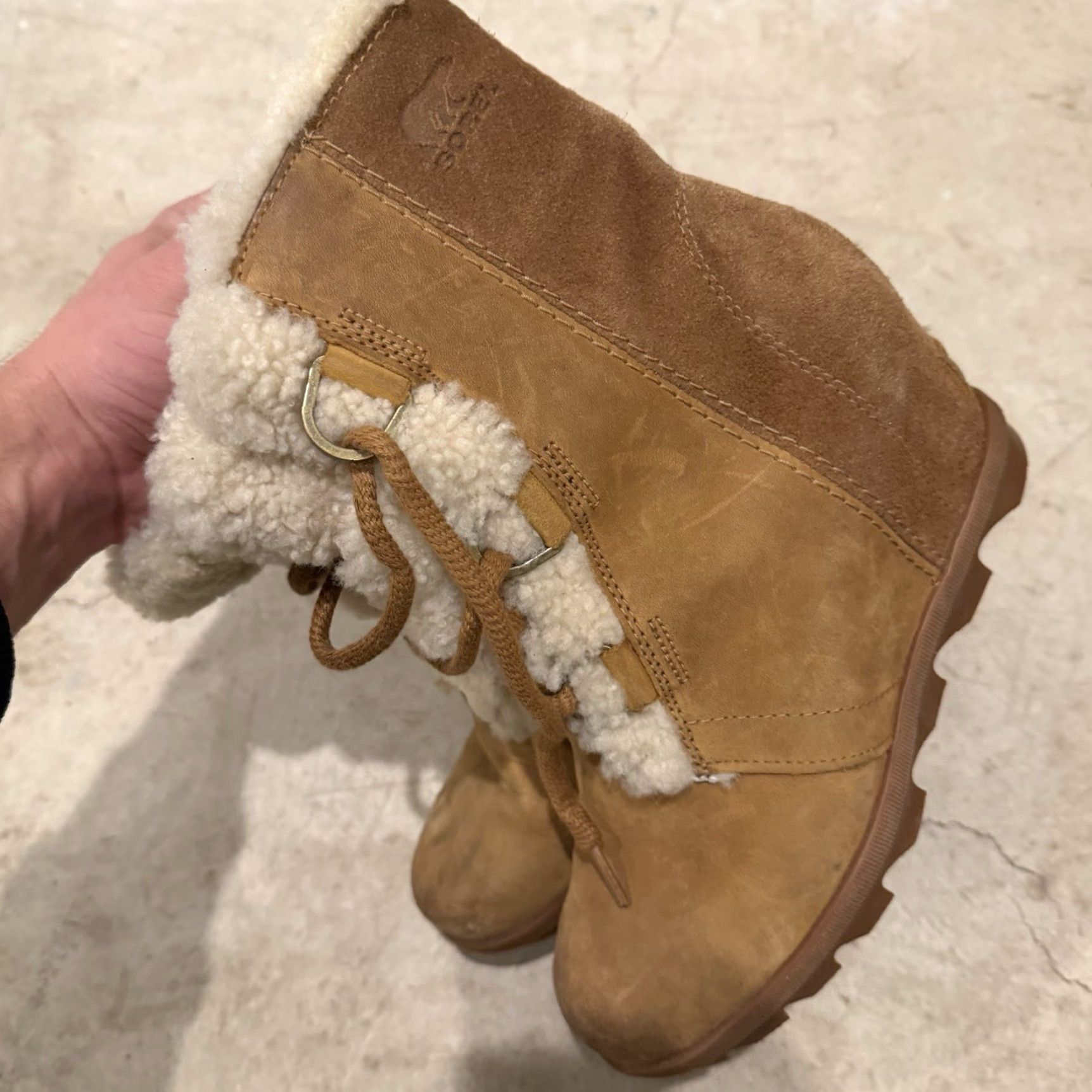 SOREL Sorel Joan Of Arctic Wedge II Shearling Brown Winter Boots US Women Size 8.5 Nubuck Mid-Calf Warm Fur Trim Shearling Rubber Heel Wedge Casual Size US 9 / IT 39 - 5 Thumbnail
