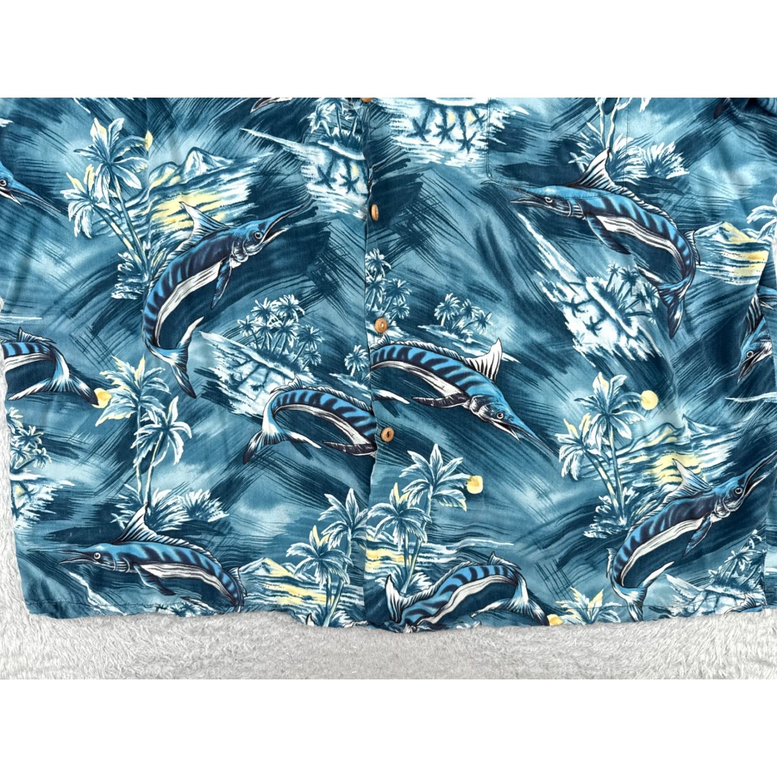 Paradise Found VINTAGE Paradise Found Shirt Men 3XL Blue Hawaiian Palm Floral Short Sleeve Button-Up Size US XXL / EU 58 / 5 - 5 Thumbnail