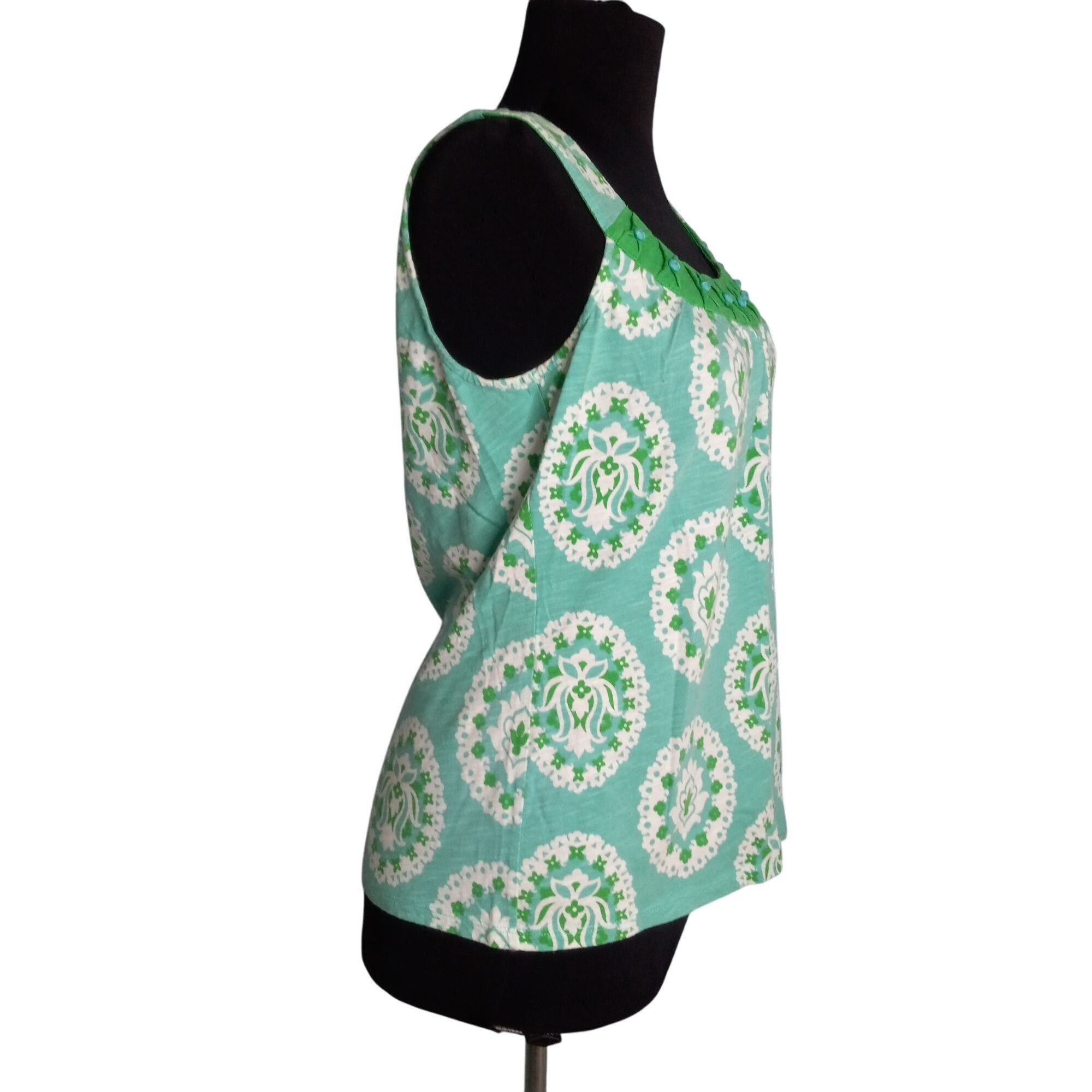 Boden Boden Size S UK10 US6 Tank Top Womens Green White Patterned Size M / US 6-8 / IT 42-44 - 5 Thumbnail