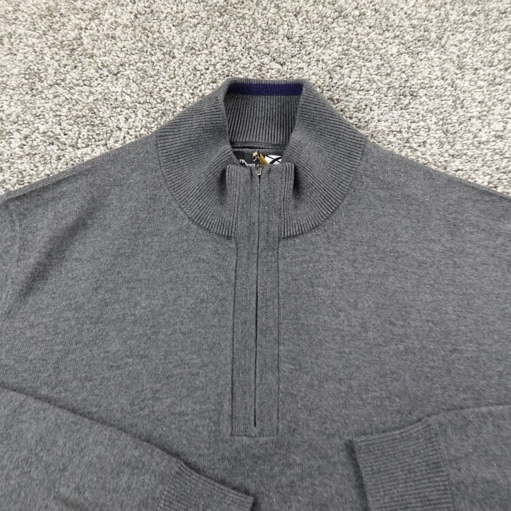 Saks Fifth Avenue Saks Fifth Avenue Sweater Mens L Gray Silk Cashmere 1/4 Zip Knit Pullover Casual Size US L / EU 52-54 / 3 - 3 Thumbnail