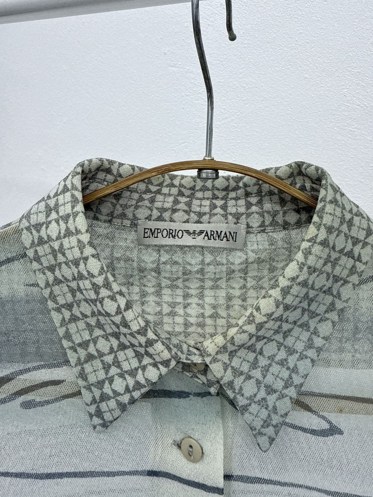 Emporio Armani 🔥ARCHIVED🔥 RARE 90s EMPORIO ARMANI Sheer Mesh Printed Shirt Size S / US 4 / IT 40 - 3 Thumbnail