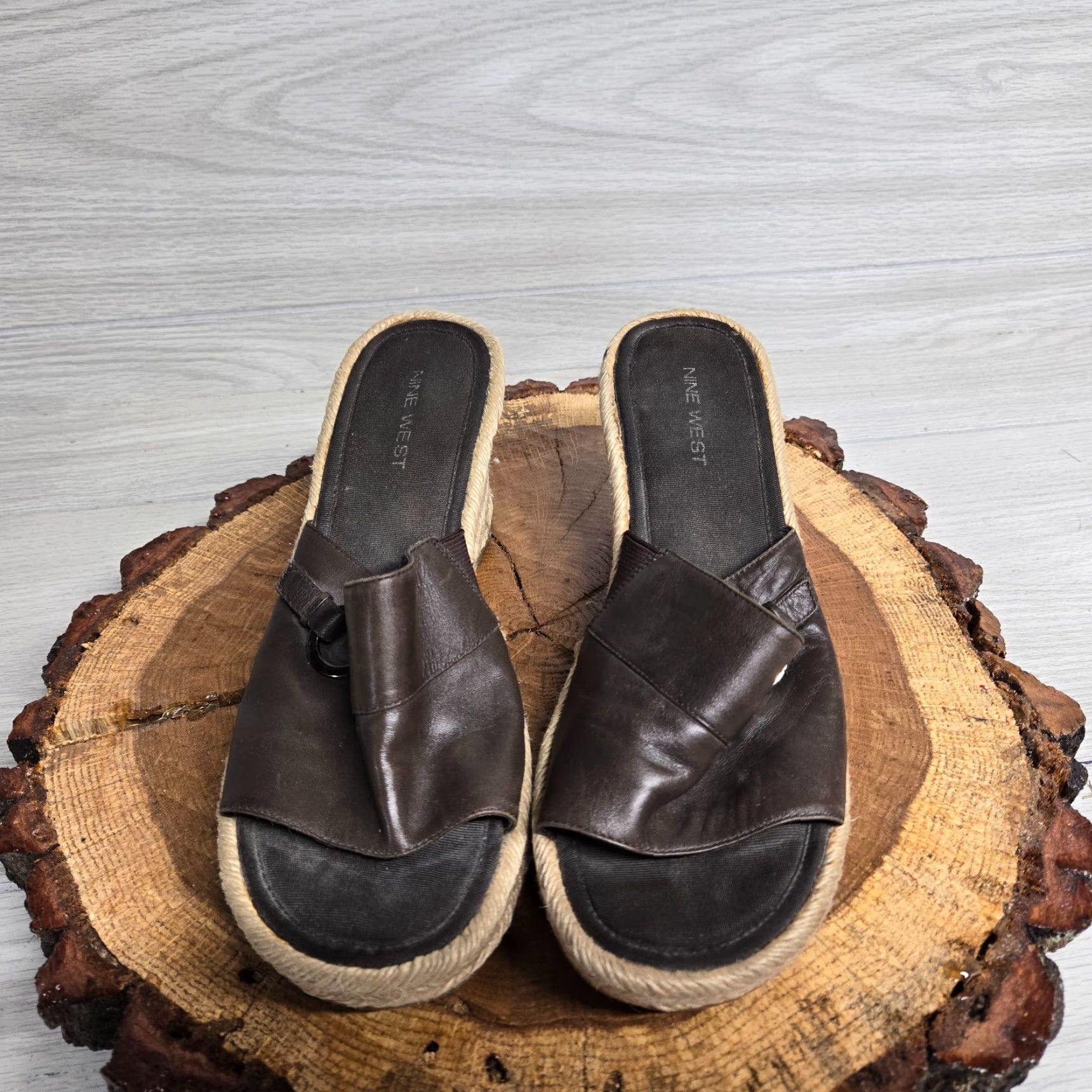 Nine West Nine West Black Canvas Rope Trim Wedges Heels Adult Women's 10 M Mule Canvas Upper Rope 1" Low Heel Womens Shoes Size US 10 / IT 40 - 3 Thumbnail