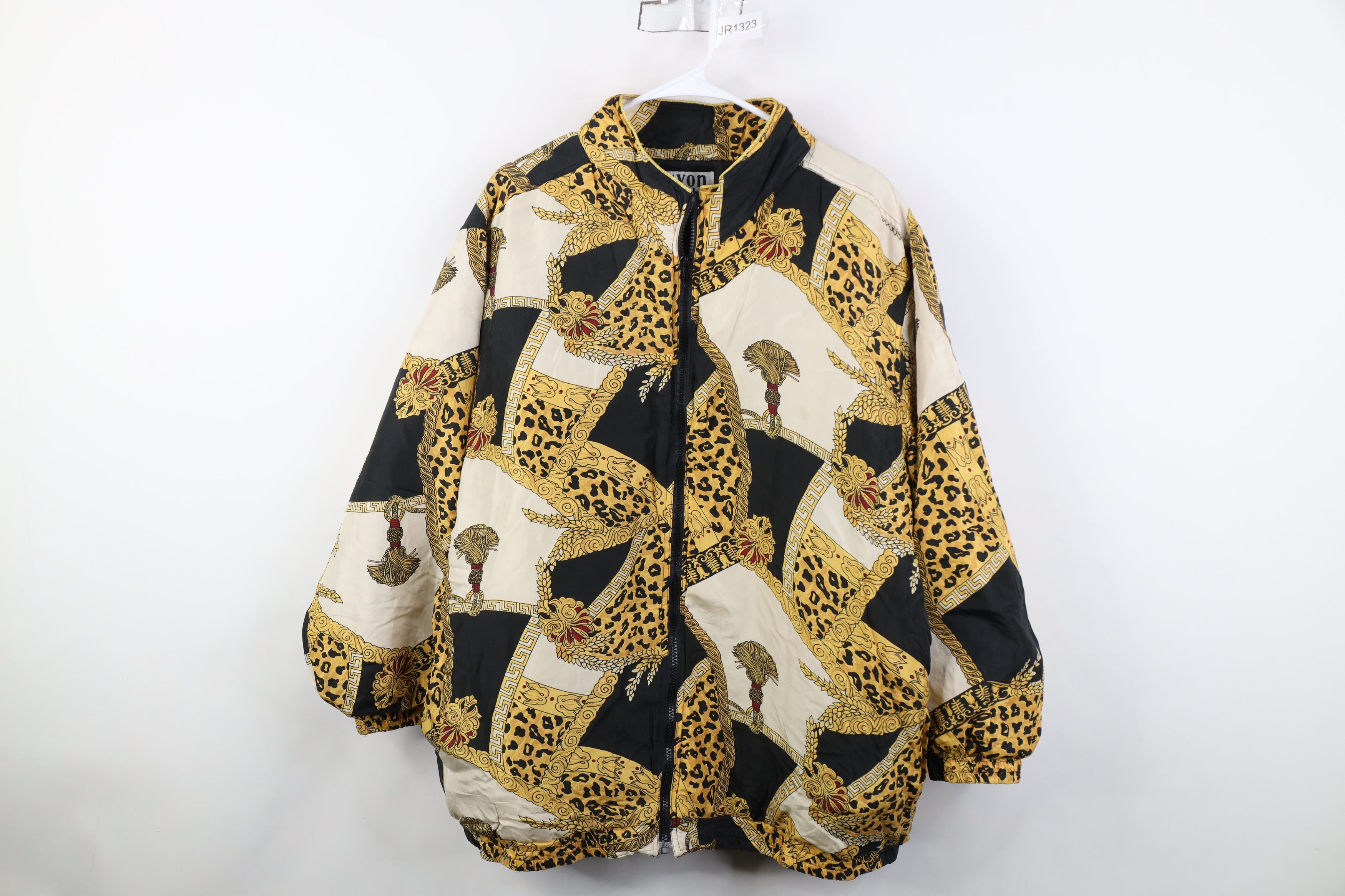 Vintage 90s Streetwear Leopard Tassel Puffer Jacket Coat