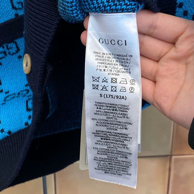 Gucci Gucci Popular blue old-fashioned full-print wool cardigan j Size S / US 4 / IT 40 - 4 Thumbnail