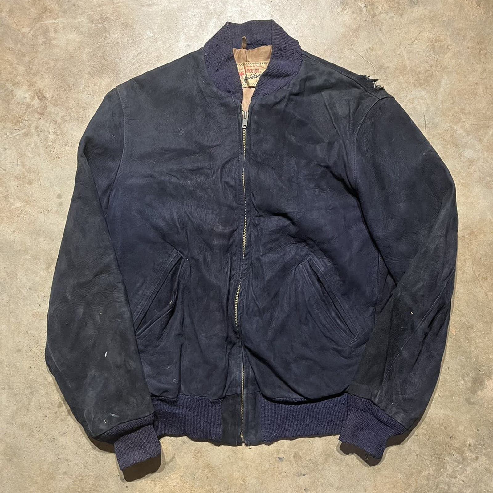 image of Made In USA x Sears Vintage 50S Hercules Sears Navy/purple Talon Suede Jacket, Men's (Size Small)