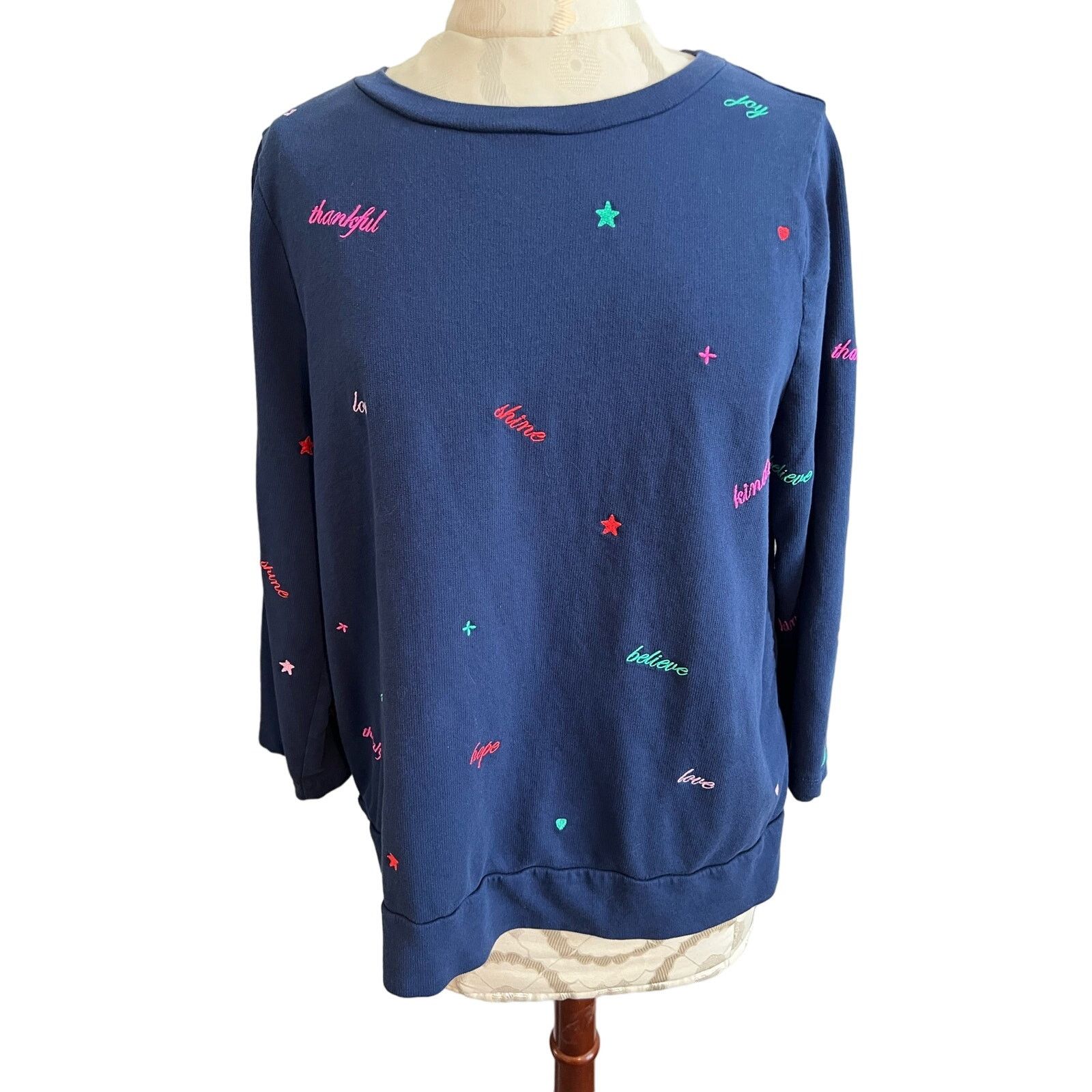 Lilly Pulitzer Lilly Pulitzer Rami Embroidered Navy Sweatshirt Large Size L / US 10 / IT 46 - 1 Thumbnail