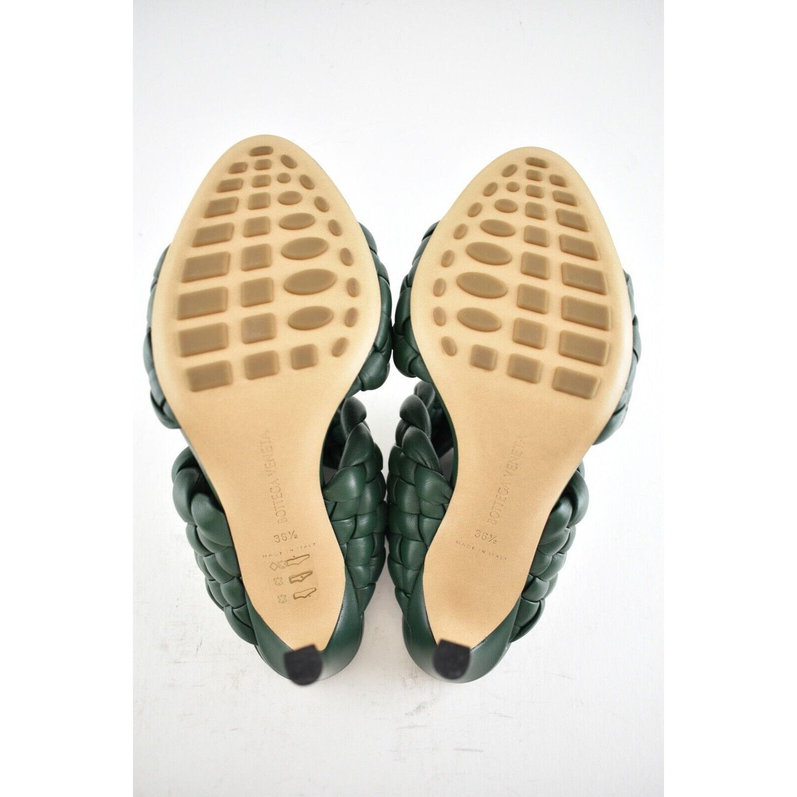 Bottega Veneta Curve Padded Vert Foncee Leather Sandal Mule Heel Pump 36.5 Size US 6.5 / IT 36.5 - 12 Thumbnail