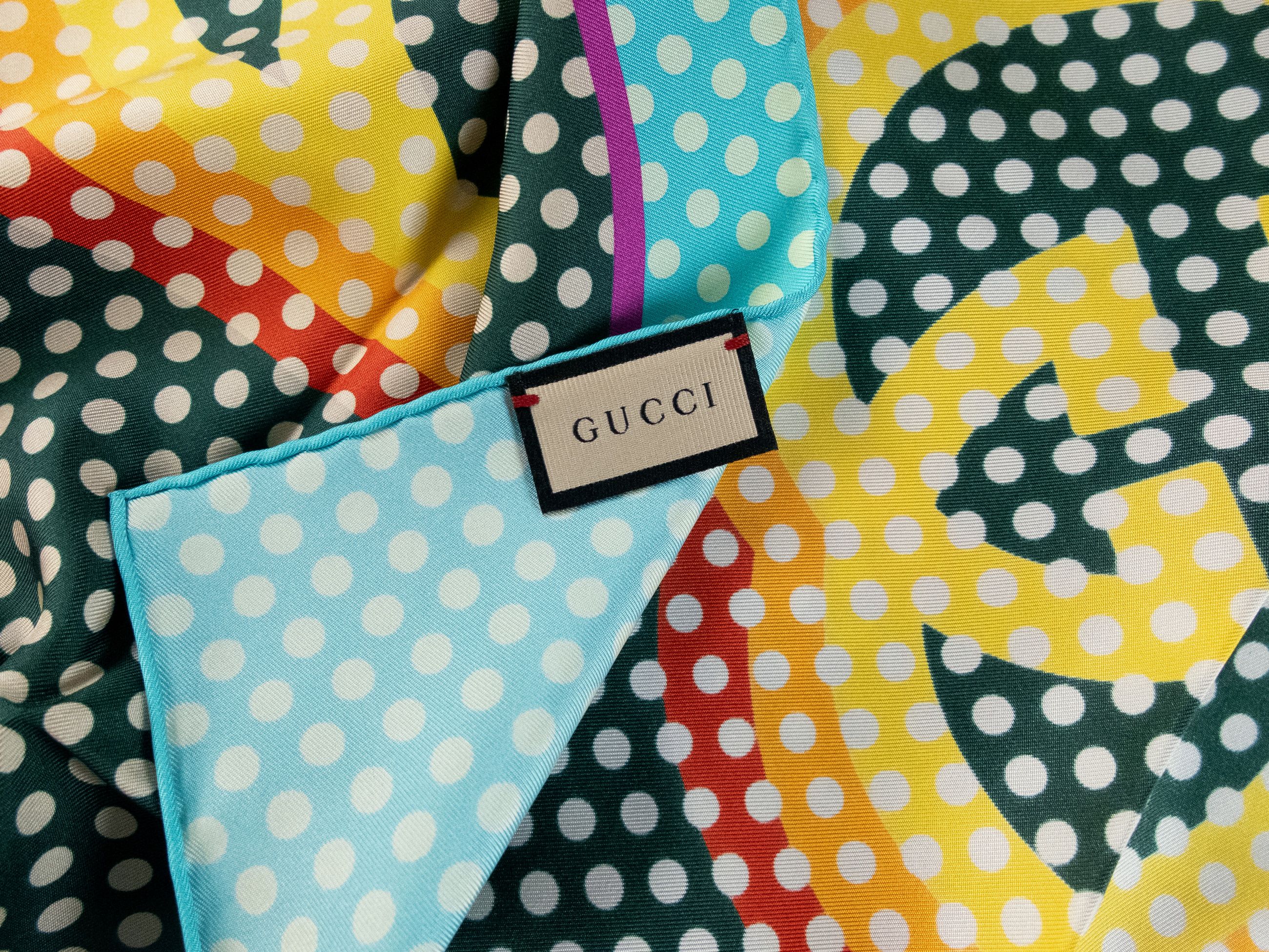 Gucci GUCCI interlocking G logo & polka dots silk square scarf Size ONE SIZE - 5 Thumbnail