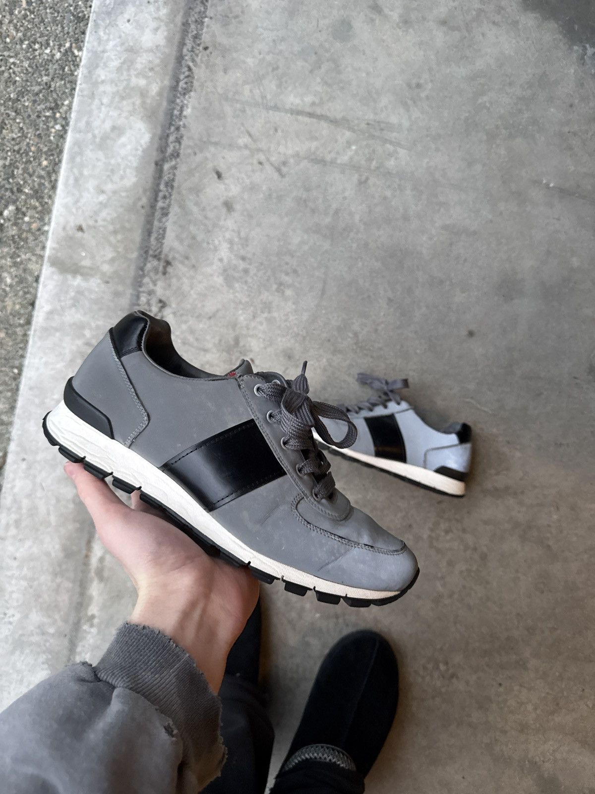Prada Prada Match Race Sneakers – Grey/Black – Authenticity Check Size US 8 / EU 41 - 3 Thumbnail