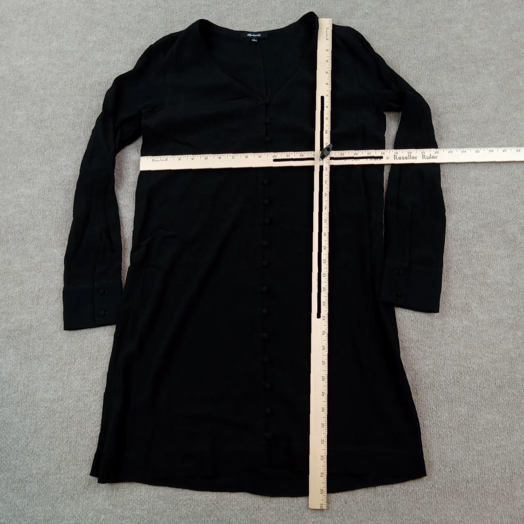 Madewell Madewell Dress Womens Small Black Shift Long Sleeve Button Front V-Neck Casual Size S / US 4 / IT 40 - 2 Thumbnail