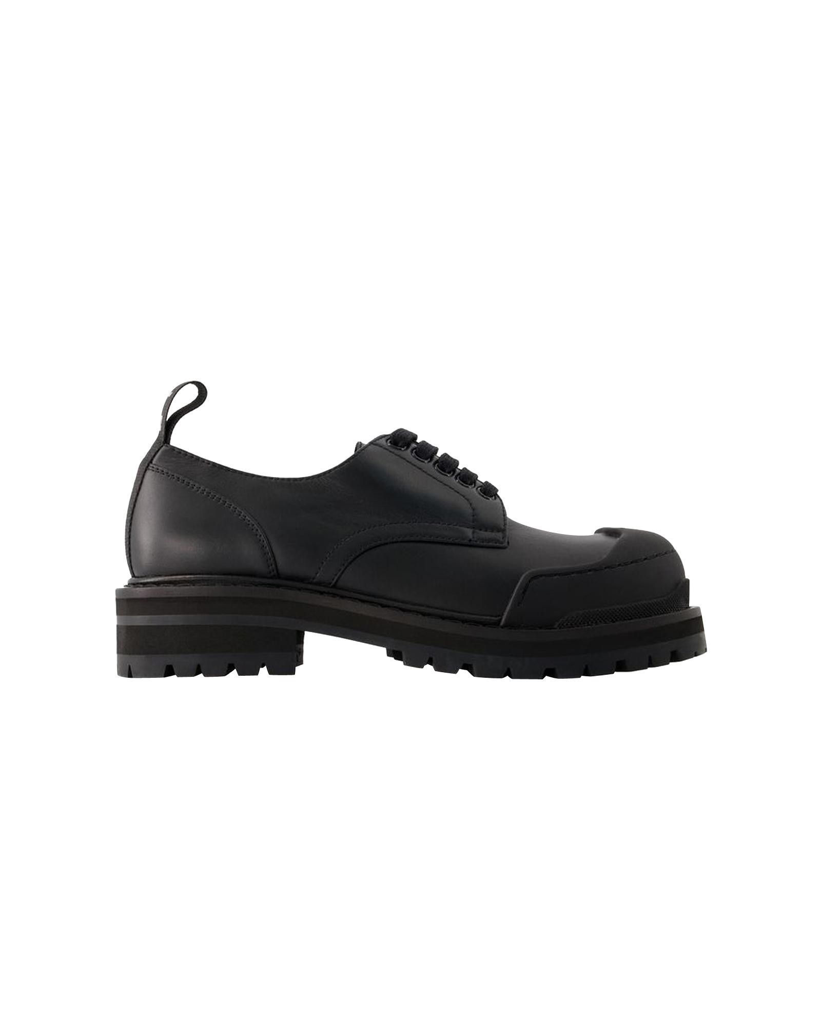 image of Marni Black Leather Derbies With Round Toe And Top Laces Shoes, Women's (Size 6)