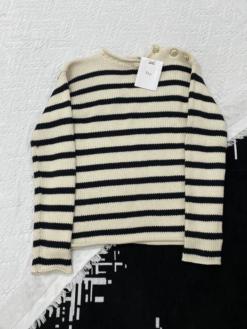 Dior Dior Side button striped rolled-edged sweater Size XS / US 0-2 / IT 36-38 - 1 Thumbnail