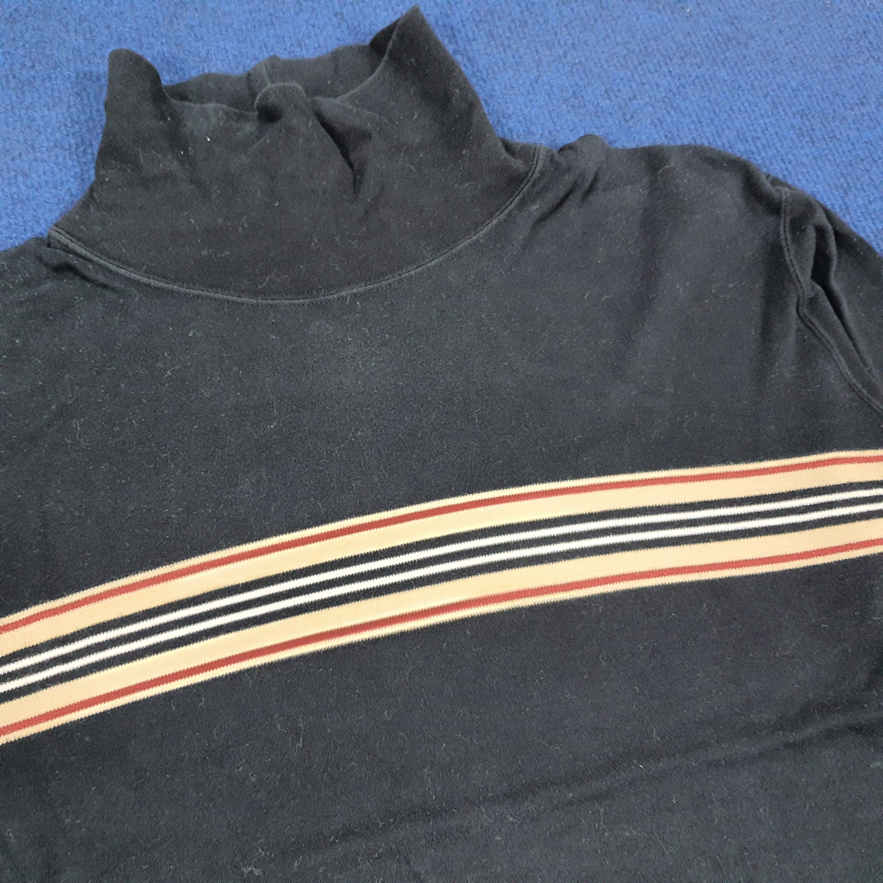 Burberry × Vintage Vintage Burberry Black Label Turtle Neck Stripe Tshirt Size M / US 6-8 / IT 42-44 - 2 Thumbnail