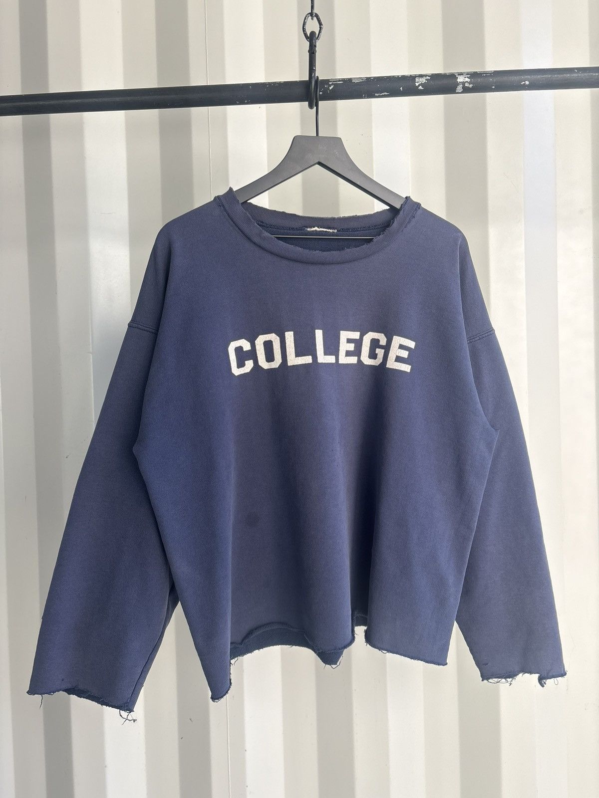 Vintage Vintage College Sweatshirt Boxy Distress Faded Thrash Grunge Size US XL / EU 56 / 4 - 1 Thumbnail