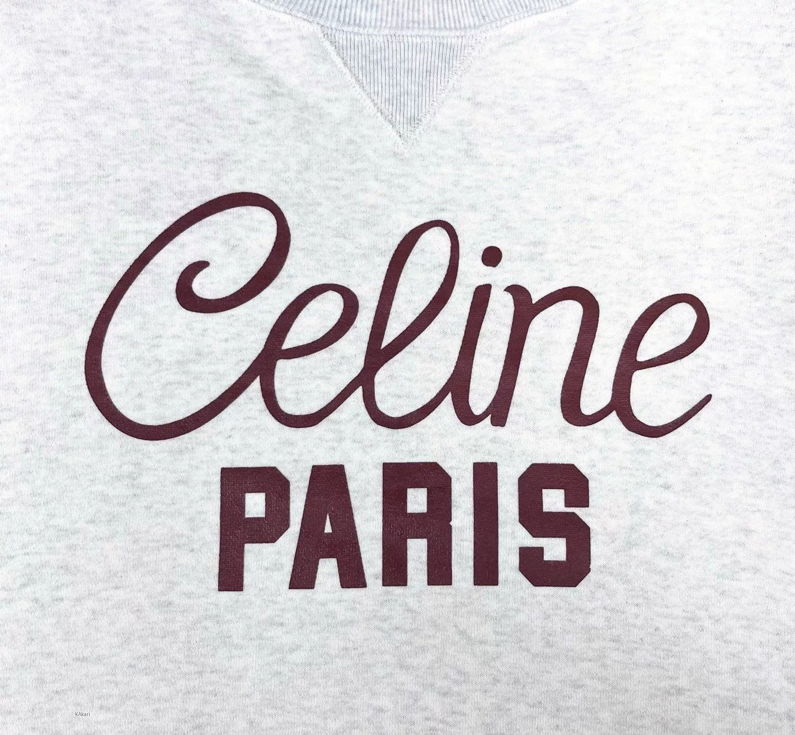 Celine Celine Light Gray Script Logo Cropped Sweatshirt Size US S / EU 44-46 / 1 - 4 Thumbnail