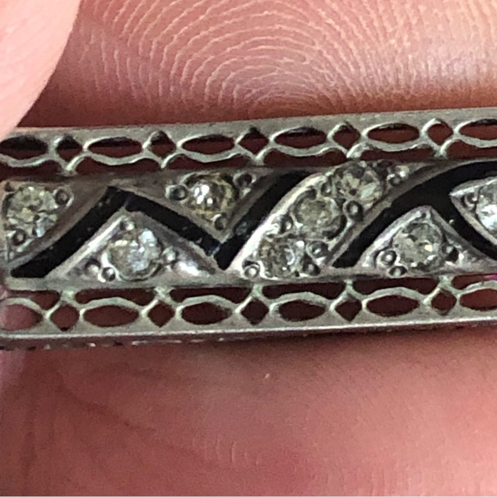 Jewelry Antique art deco Fishson Sterling silver stone bar brooch Size ONE SIZE - 11 Thumbnail