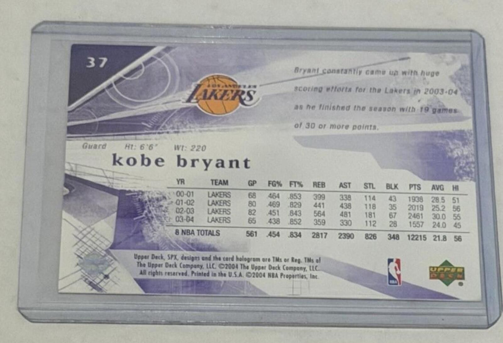 Other 2004-05 Upper Deck SPx Kobe Bryant #37 Los Angeles Lakers Size ONE SIZE - 2 Thumbnail