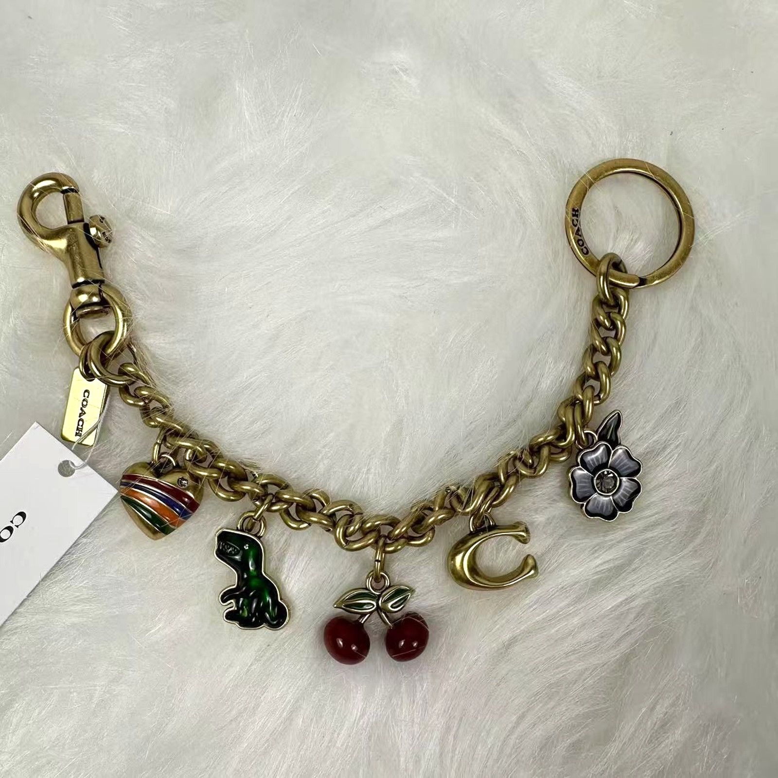 Coach Coach Motif Chain Bag Charm Metal/Brass/Multi Heart Cherry C Size ONE SIZE - 1 Thumbnail