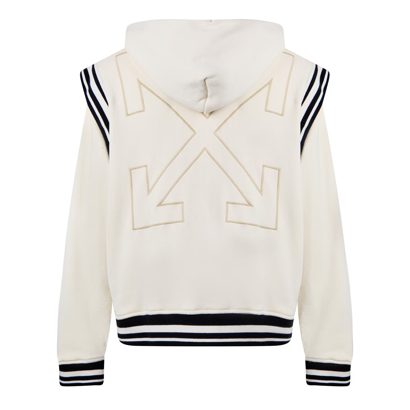 Off-White o1g2r1mq0226 Varsity Jacket Zip Hoodie In White/Black Size US L / EU 52-54 / 3 - 2 Thumbnail