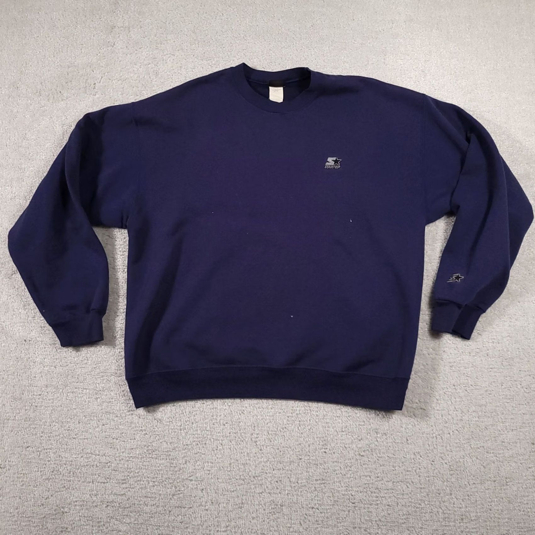 Starter VINTAGE Starter Sweatshirt Crewneck Mens Large Navy Blue Embroidered Y2K 90s Size US L / EU 52-54 / 3 - 2 Thumbnail