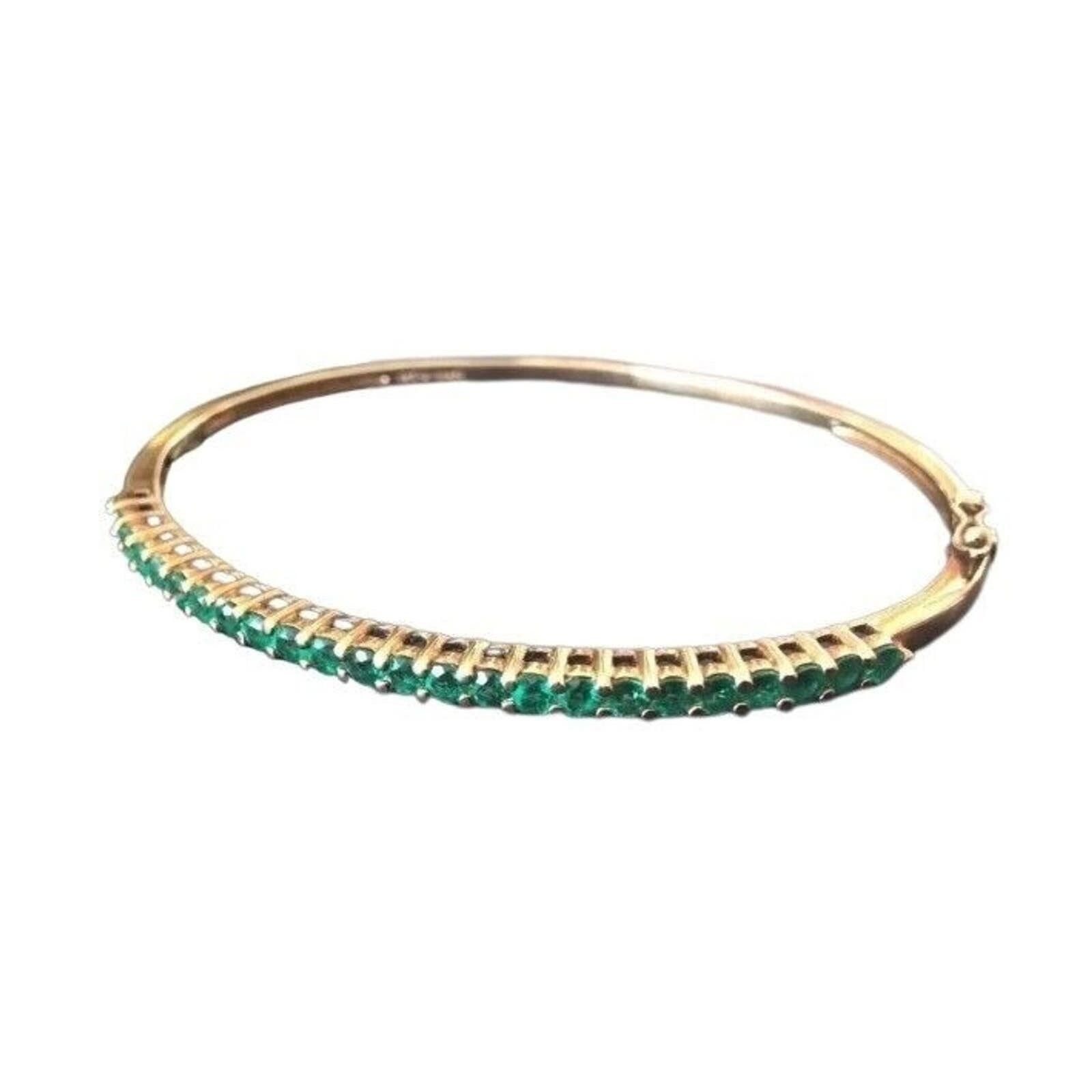 The Unbranded Brand Round Cut Emeralds Bracelet Gold Over Sterling Silver 925 Size ONE SIZE - 3 Thumbnail