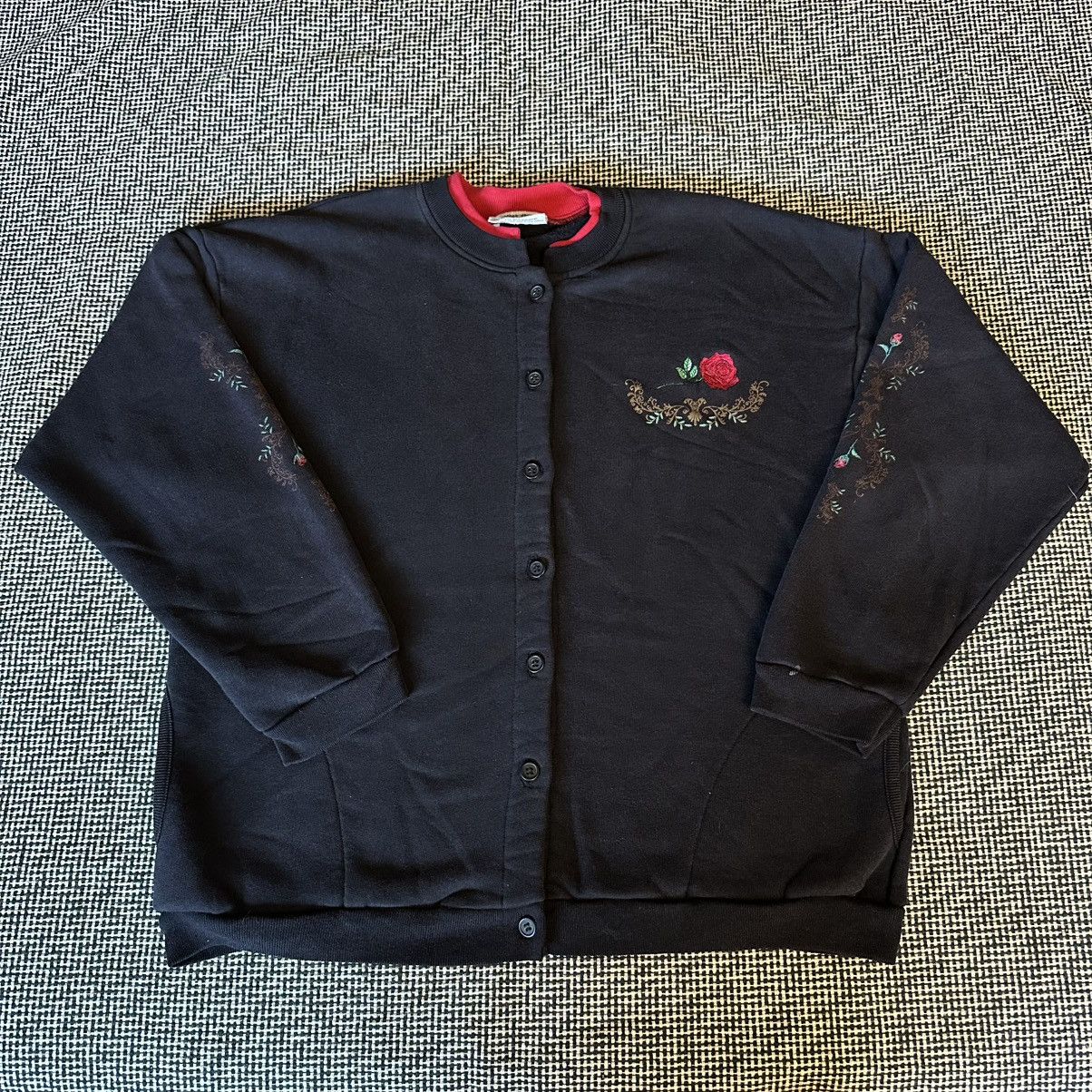 Vintage Vintage Royal Rose Stitched Cardigan Sweatshirt Size US M / EU 48-50 / 2 - 1 Thumbnail