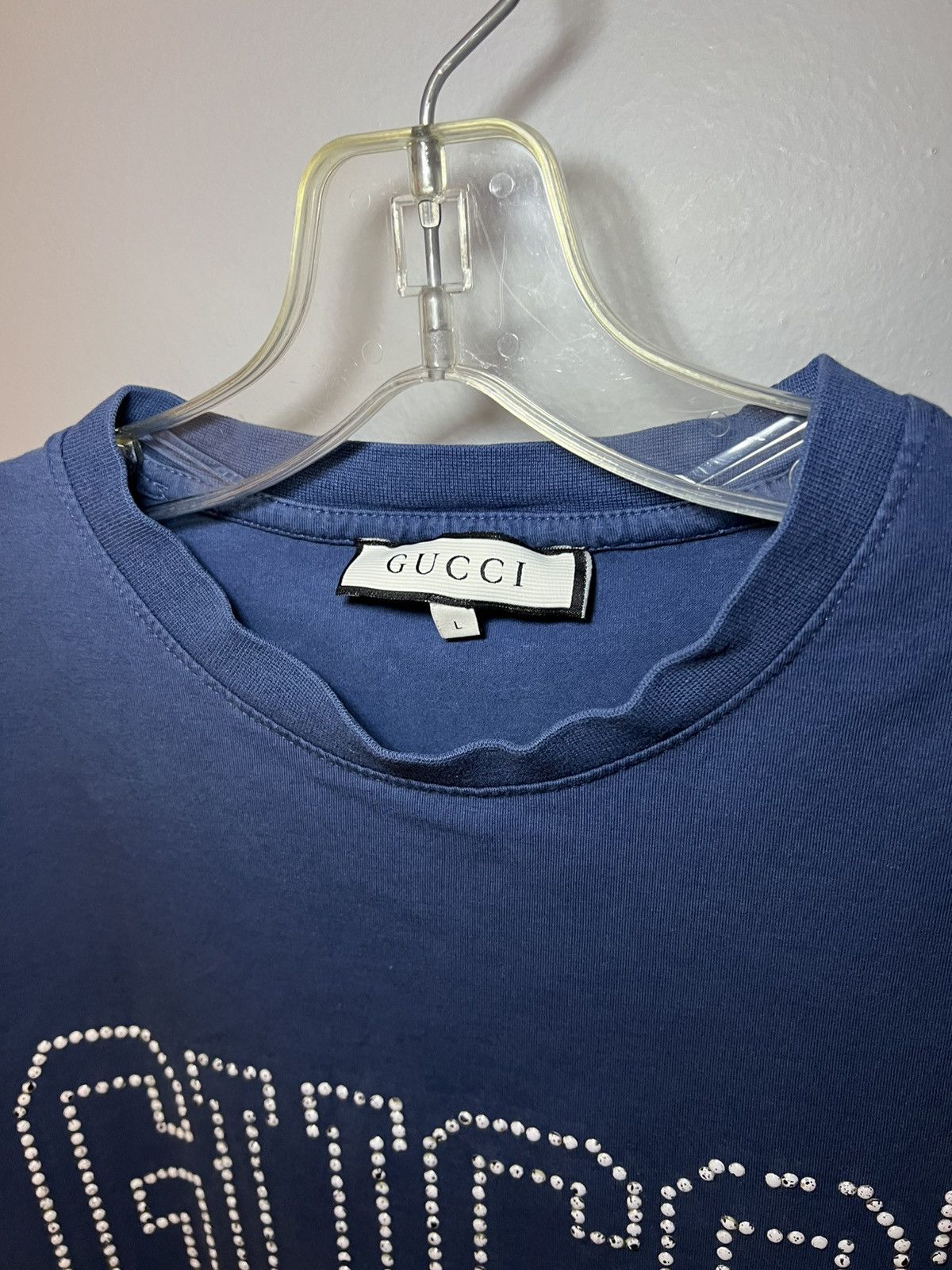 Gucci Gucci Pearl stud logo t-shirt Size US L / EU 52-54 / 3 - 10 Thumbnail
