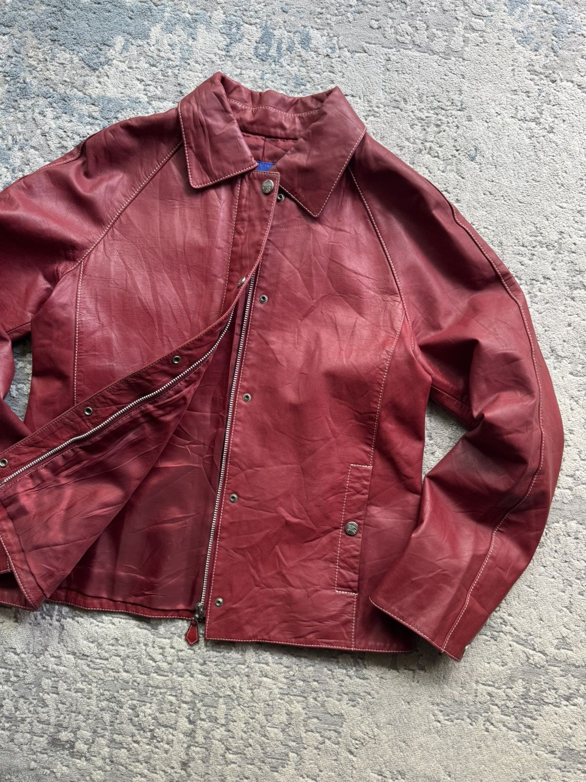 Burberry Prorsum Burberry Blue Label Burgundy Leather jacket Size 38 Size M / US 6-8 / IT 42-44 - 3 Thumbnail