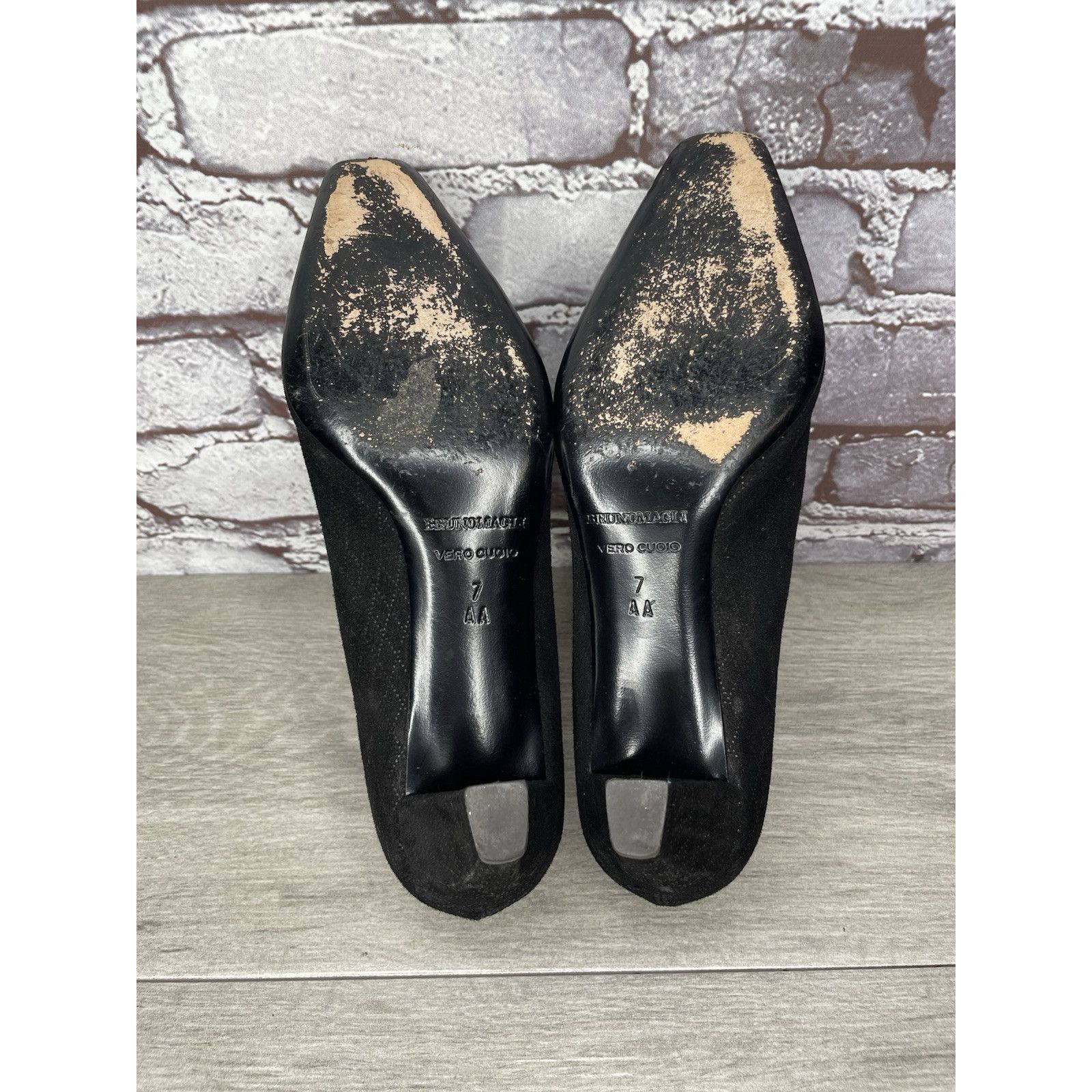 Bruno Magli Bruno Magli Vero Cuoio Black Suede Leather Diamond VTG Heels Size US 7 / IT 37 - 12 Thumbnail