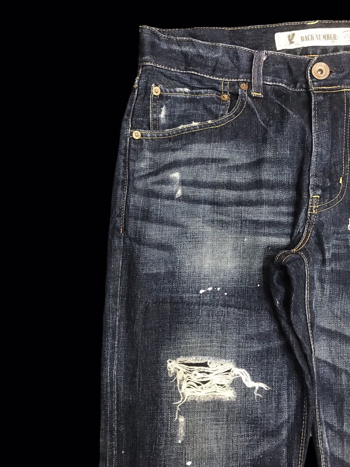 Japanese Brand 💥DENIM ART💥BACK NUMBER JAPAN DISTRESSED PAINTER DENIM F140 Size US 32 / EU 48 - 4 Thumbnail