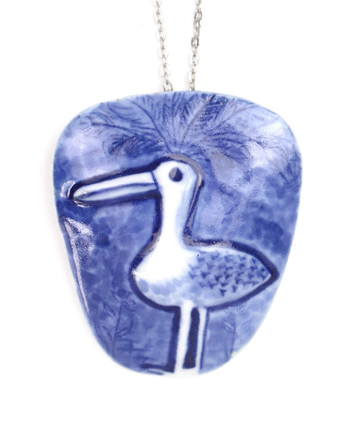 Vintage 2000S JAPANESE MADE BLUE CERAMIC BIRD PENDANT NECKLACE Size ONE SIZE - 1 Thumbnail