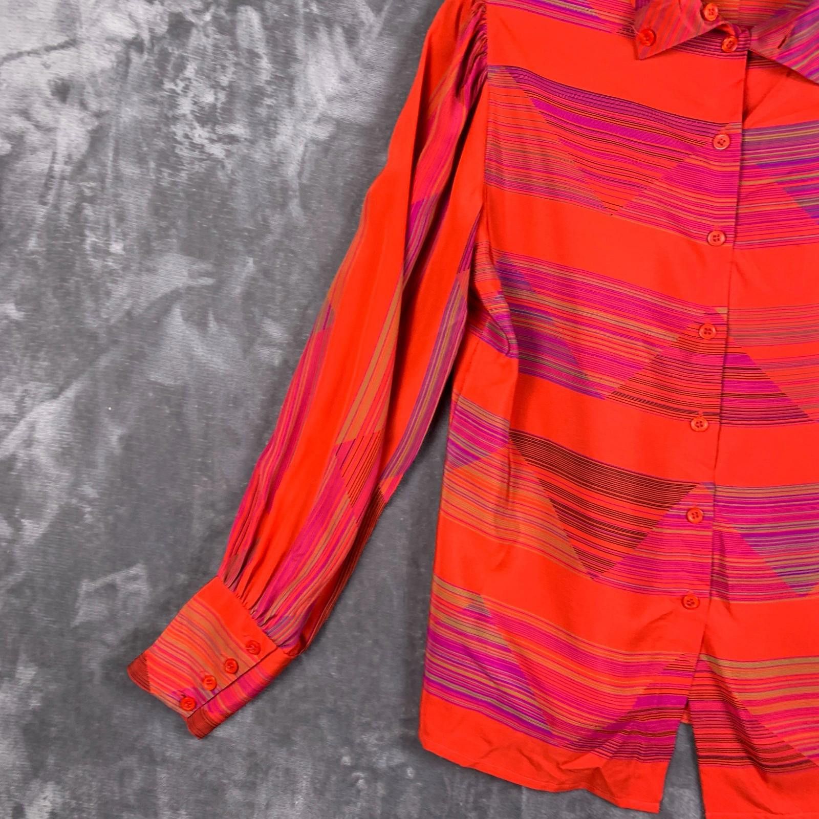 The Unbranded Brand Vintage 80s China Collar High Cuff Abstract Silk Shirt (316) Size US S / EU 44-46 / 1 - 3 Thumbnail