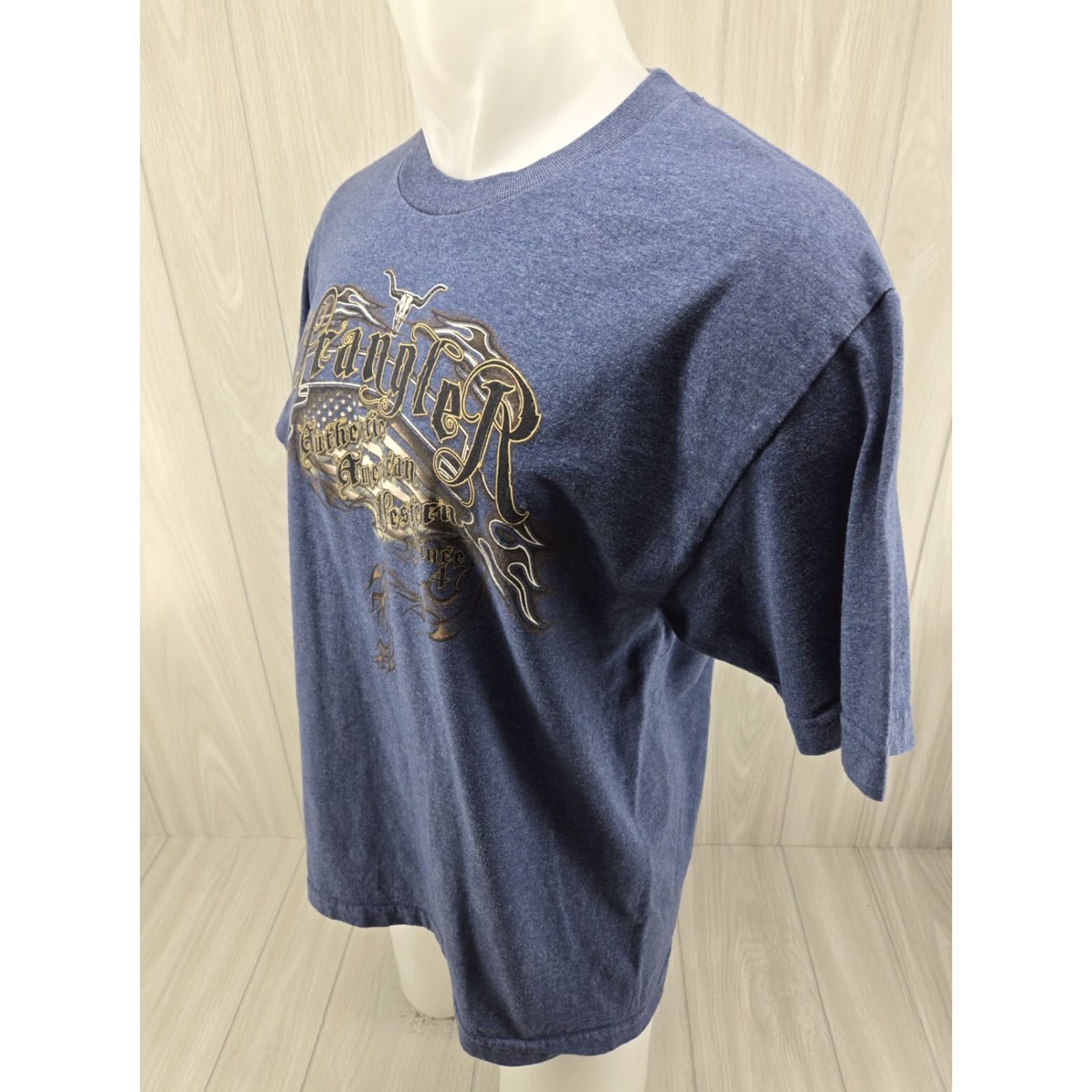 Wrangler Wrangler Shirt Mens Large Blue Short Sleeve American Flag Crew T Shirt Tee Size US L / EU 52-54 / 3 - 4 Thumbnail