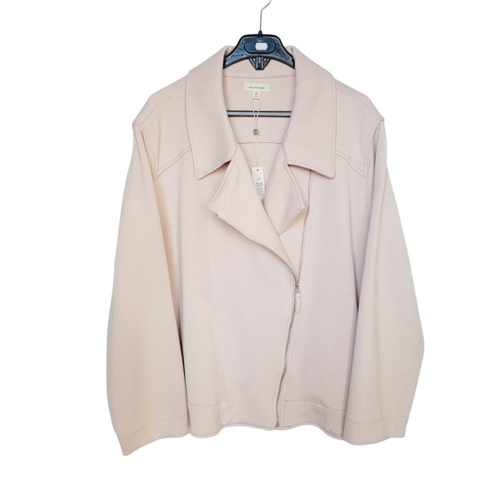 Other ⭐Womens Moto Jacket 2X Max Studio Rayon Blush Dusty Pink Str Size XXL / US 16-18 / IT 52-54 - 3 Thumbnail