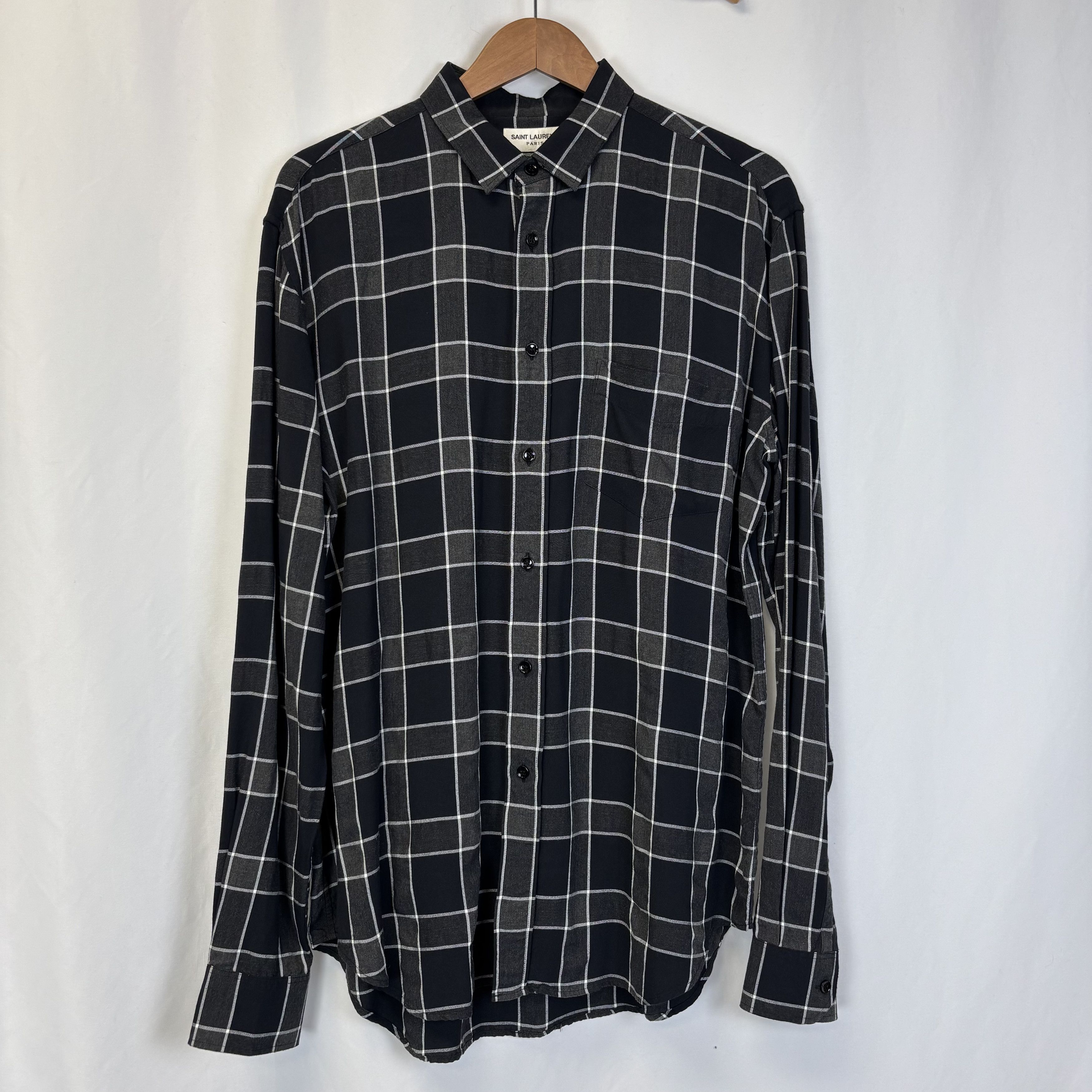 Saint Laurent Paris Saint Laurent Black & White Plaid Shirt Size US XL / EU 56 / 4 - 1 Thumbnail