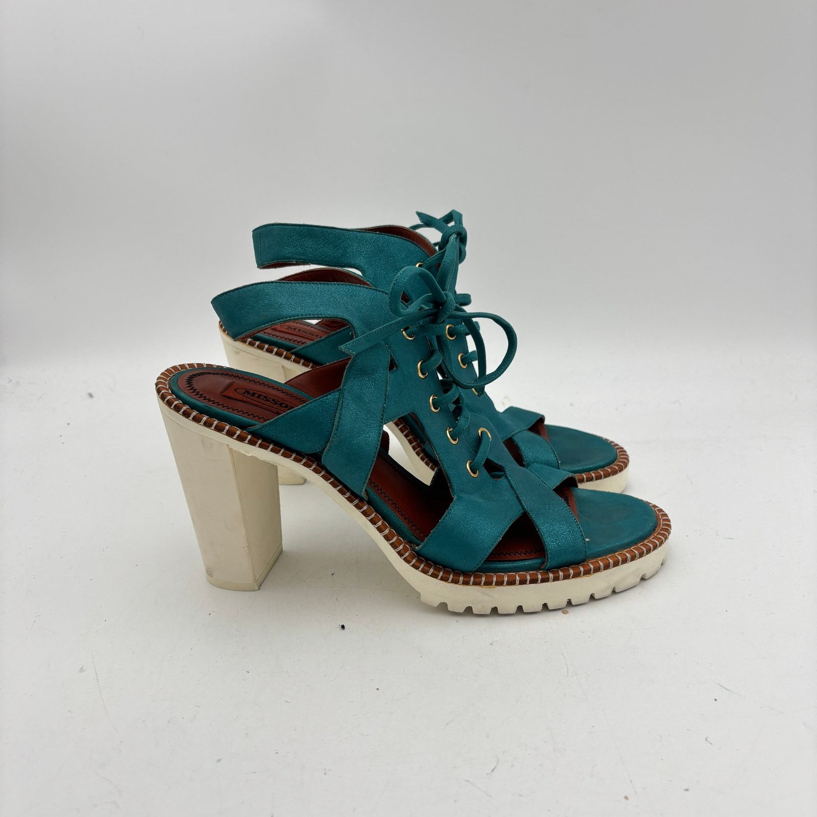 Missoni Missoni Lace Suede Sandals Block Gladiator Heel Shoes Size US 10 / IT 40 - 3 Thumbnail