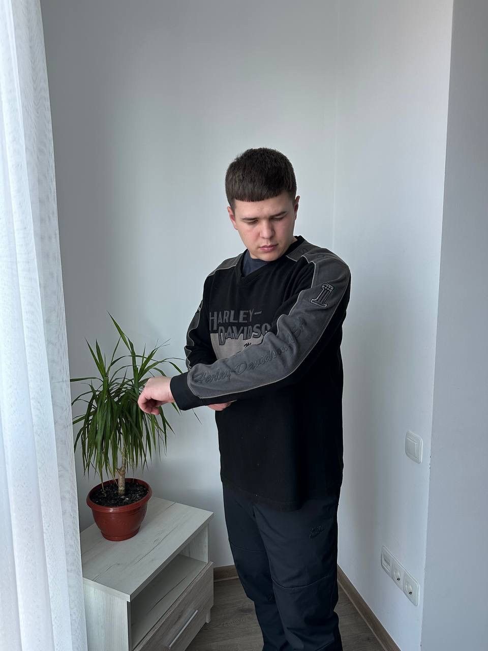Harley Davidson × Vintage Vintage Moto Harley Davidson Motorcycle Black Sweatshirt Size US L / EU 52-54 / 3 - 13 Thumbnail