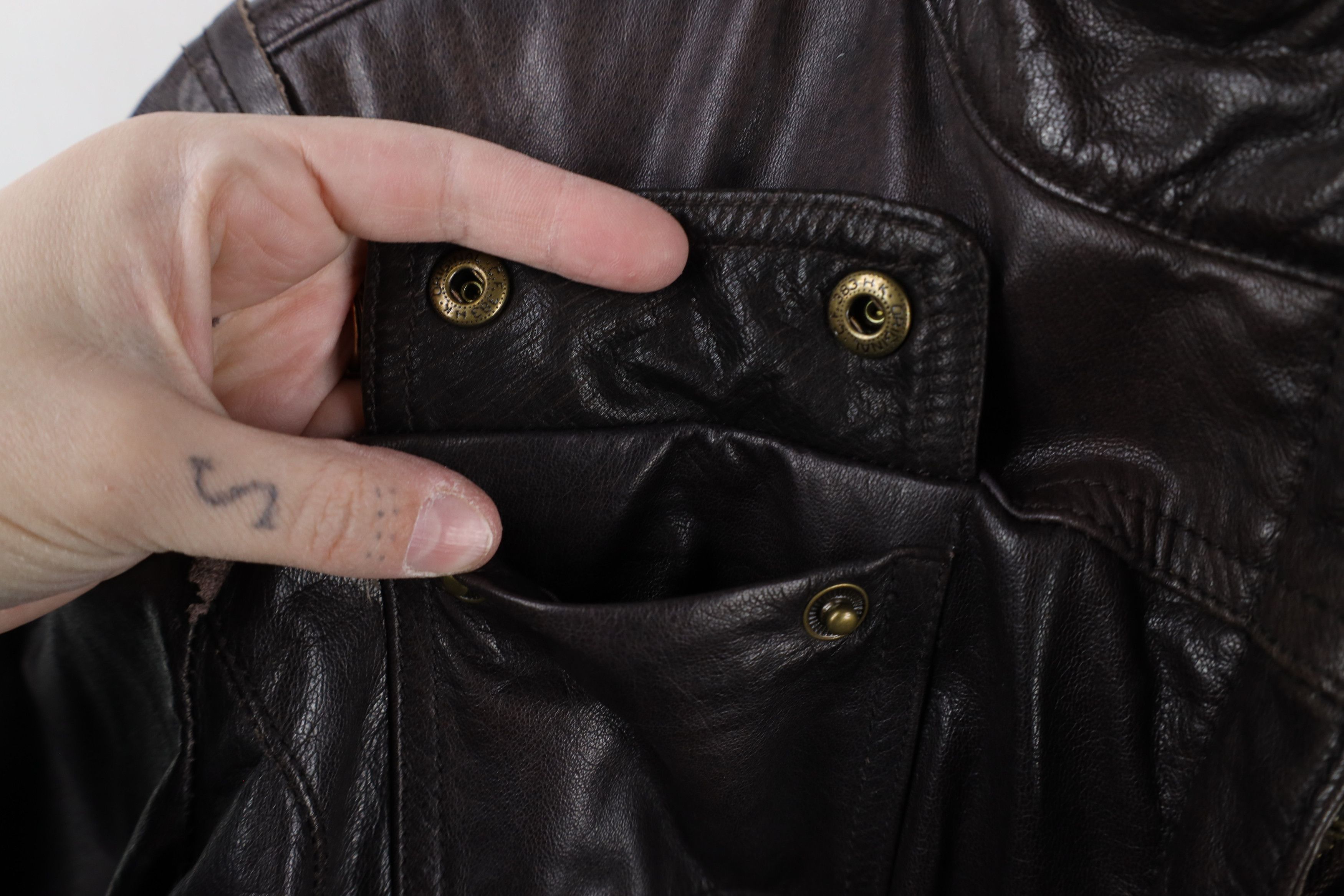 Vintage Vintage 90s Streetwear Cropped Leather Motorcycle Jacket Size M / US 6-8 / IT 42-44 - 7 Thumbnail
