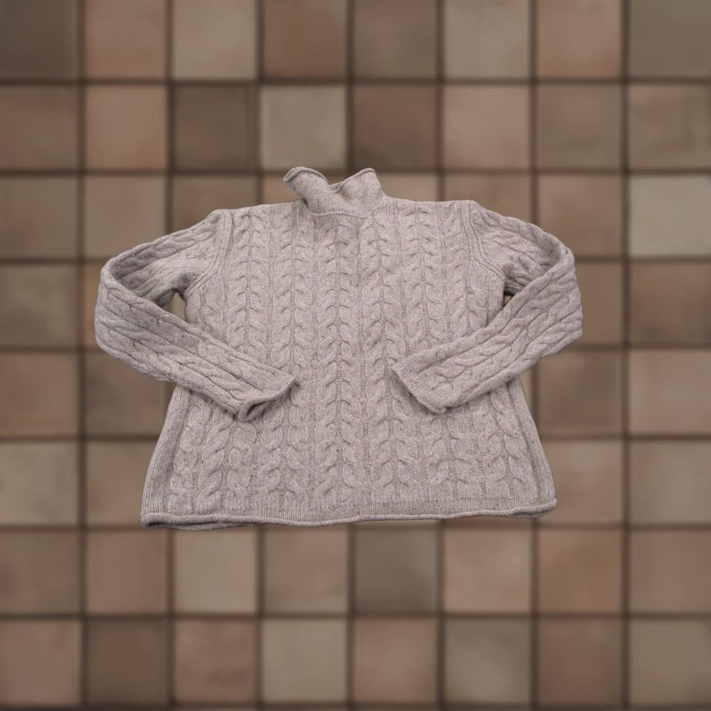 Vintage Irelandseye Wool Silk Cable-Knit Pullover Beige L Womens Sweater Christmas Fall Winter Casual Womens Pullover Knit Thermal Logo Irelandseye Size L / US 10 / IT 46 - 1 Thumbnail