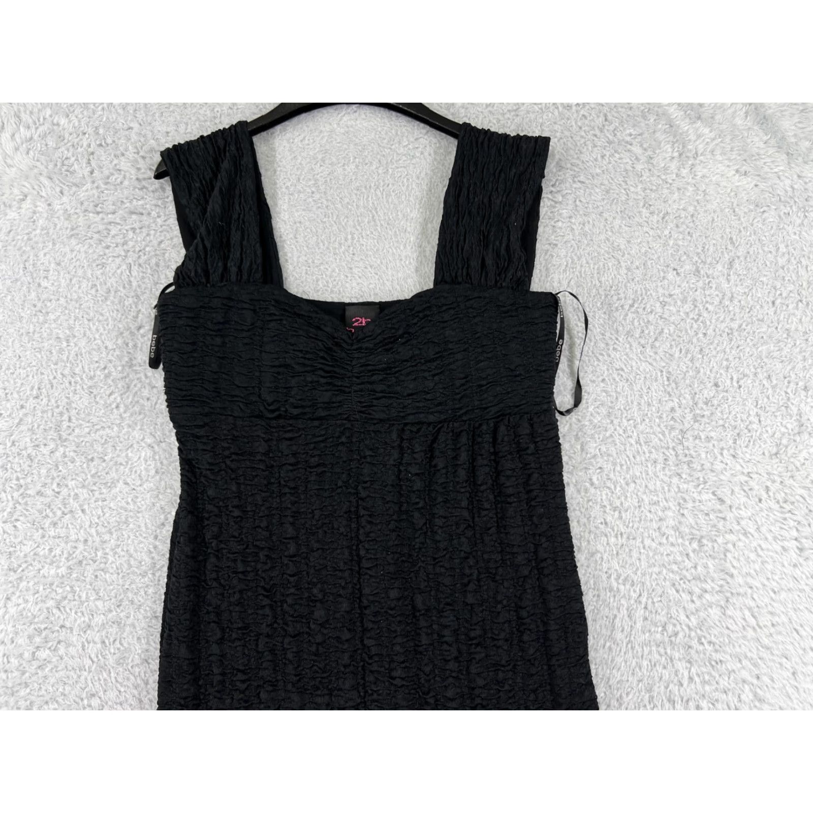 Bebe 2b bebe Dress Womens Medium Black Sheeth Ruffle Wide Strap Polyester Rayon Lined Size M / US 6-8 / IT 42-44 - 7 Thumbnail