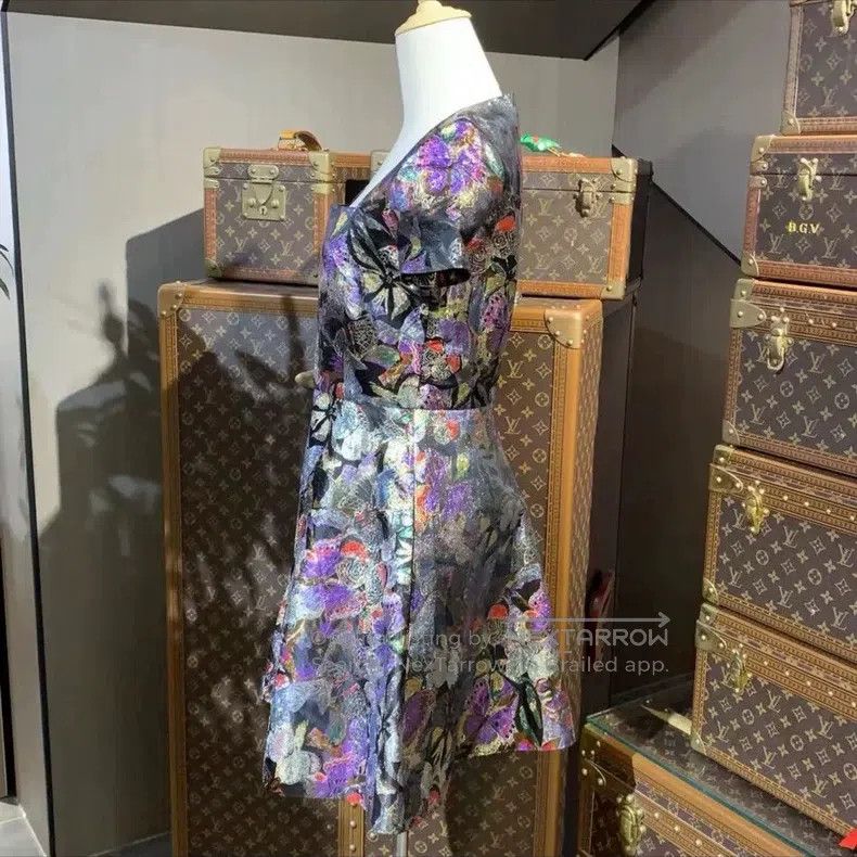 Valentino Valentino Bow embroidered mulberry silk dress Size S / US 4 / IT 40 - 2 Thumbnail