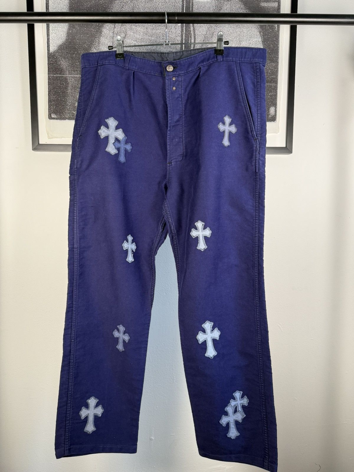 Chrome Hearts 🚭1/1 GRAIL🚭19 CROSS PATCH SERVICED 1950'S FRENCH CHORE PANTS Size US 38 / EU 54 - 1 Thumbnail